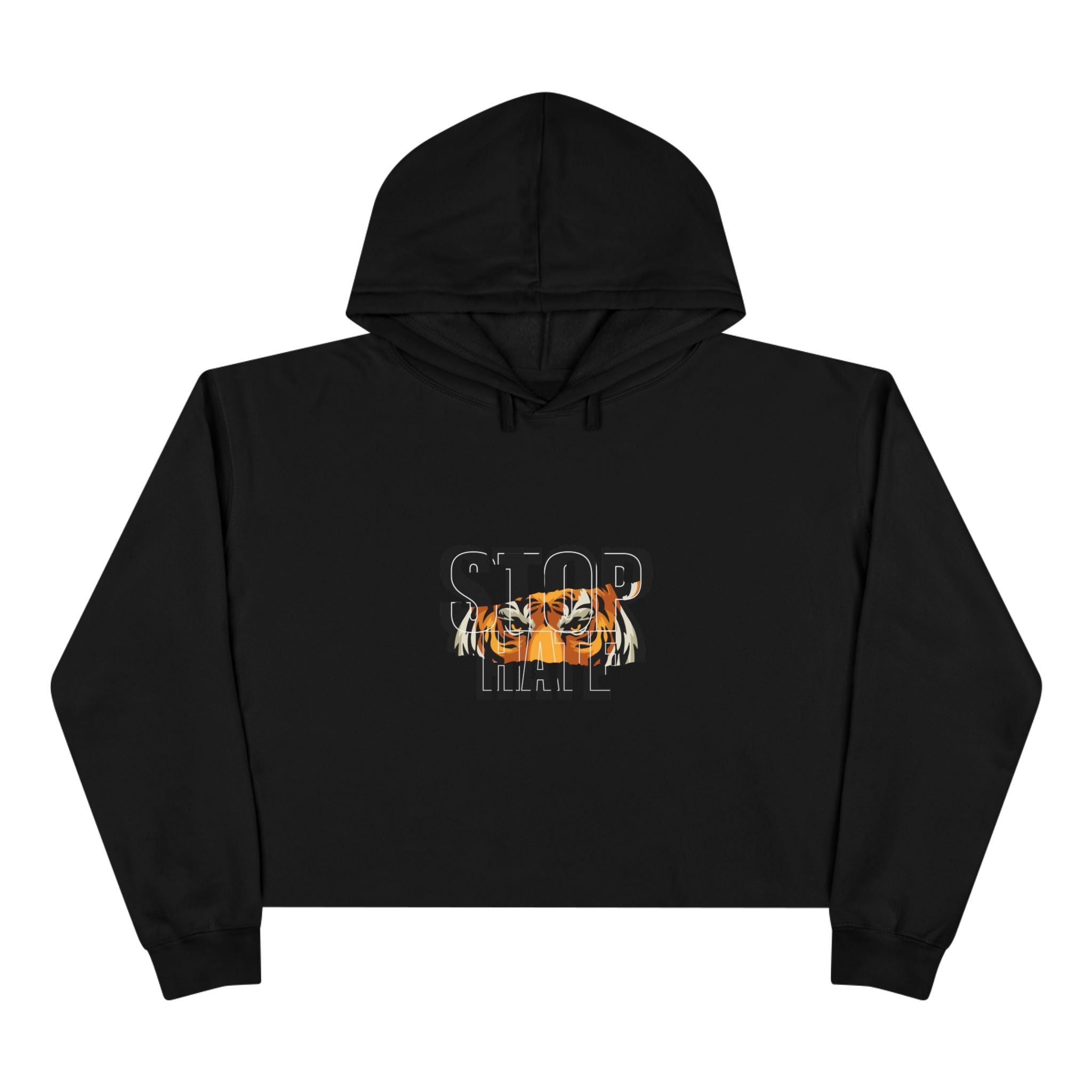 Stop Hate Crop Hoodie – Tiger Graphic Anti-Hate Streetwear