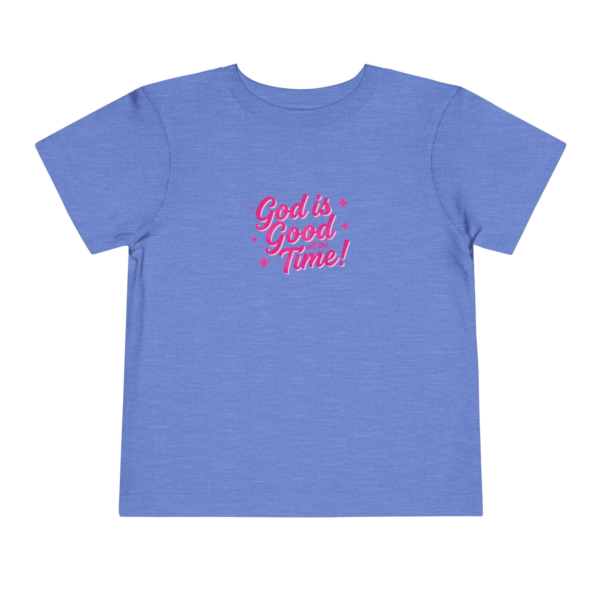 Toddler Tee – "God is Good Time" Pink Script Christian Kids Shirt
