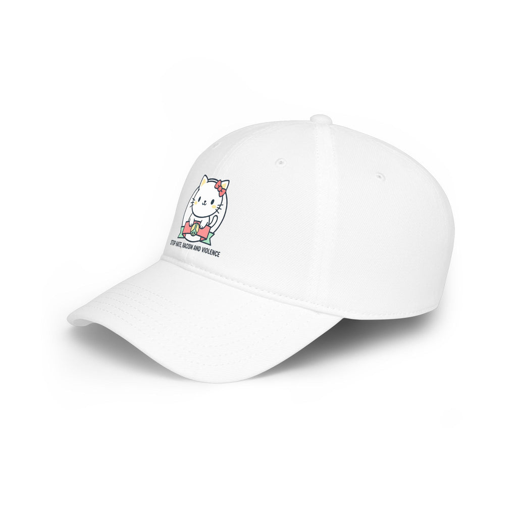 Cute Cat Hat — "Stop Hate, Racism and Violence" Embroidered Baseball Cap