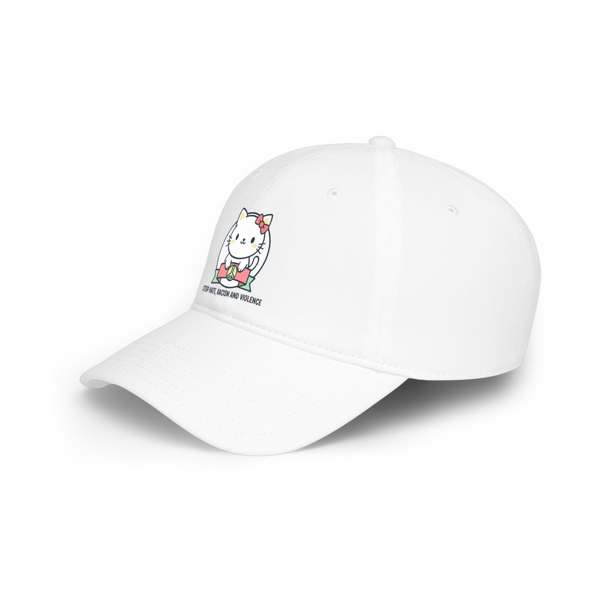Cute Cat Hat — "Stop Hate, Racism and Violence" Embroidered Baseball Cap