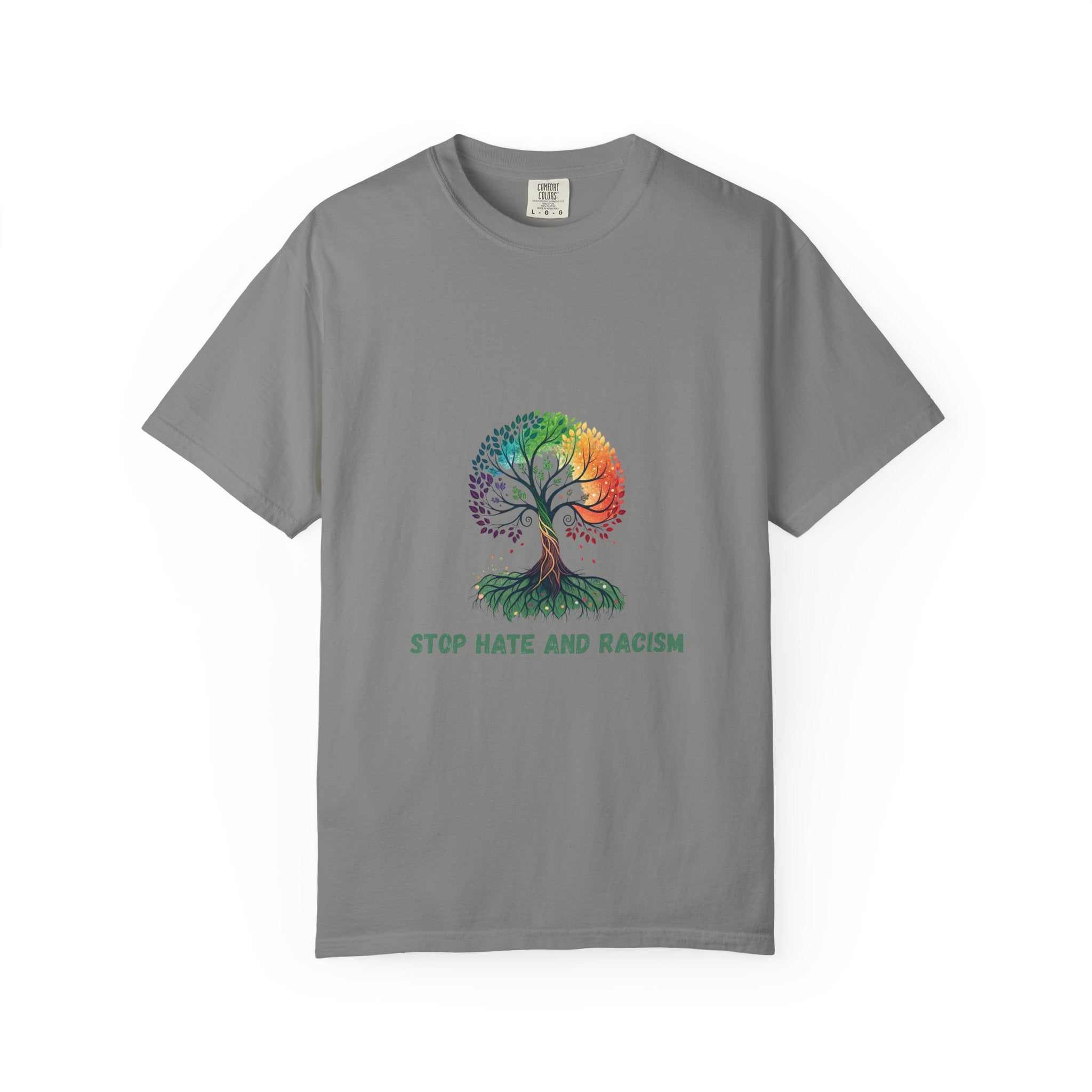 Stop Hate and Racism Tree T-Shirt — Rainbow Unity Tee