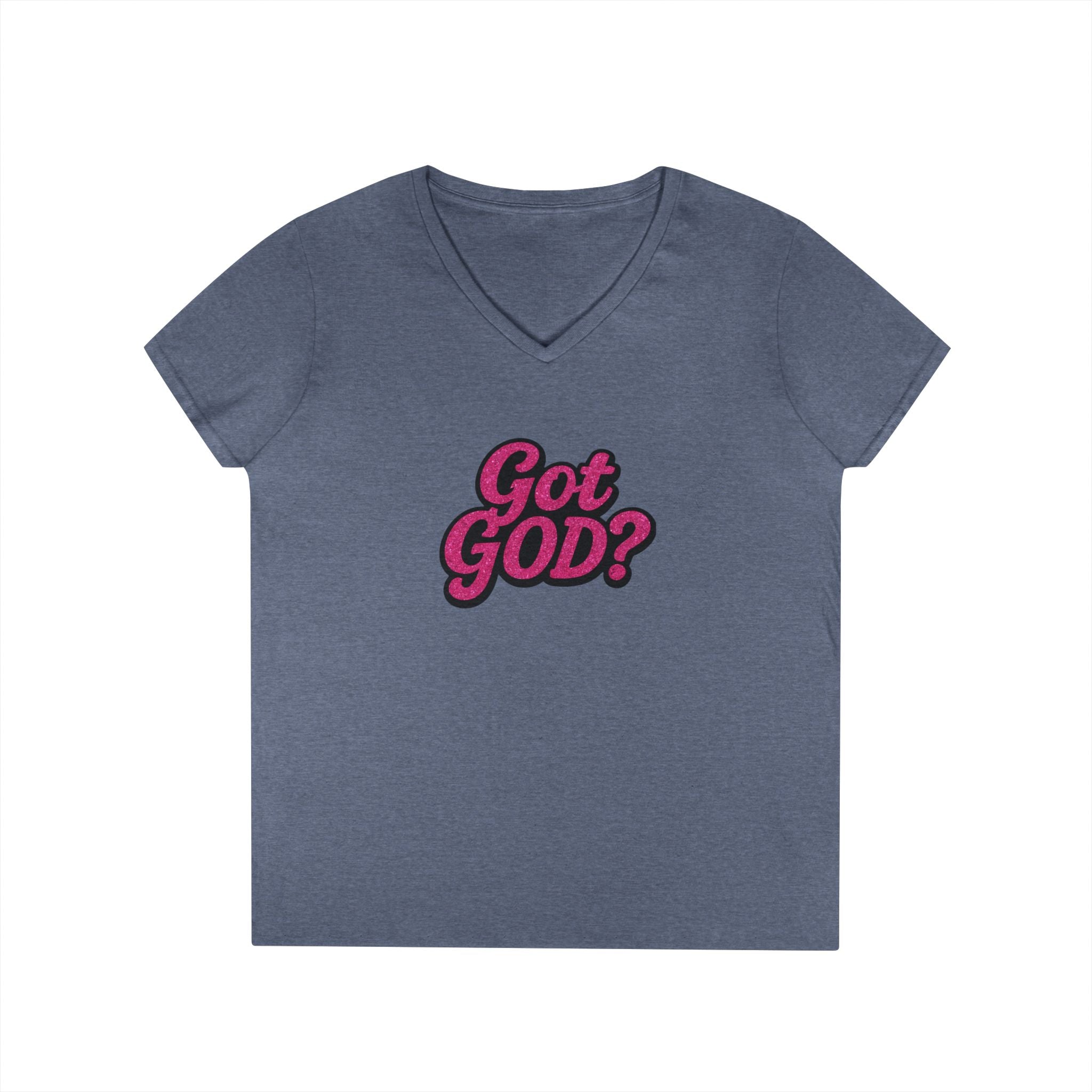 Got GOD? Ladies' V-Neck T-Shirt — Retro Pink Faith Graphic