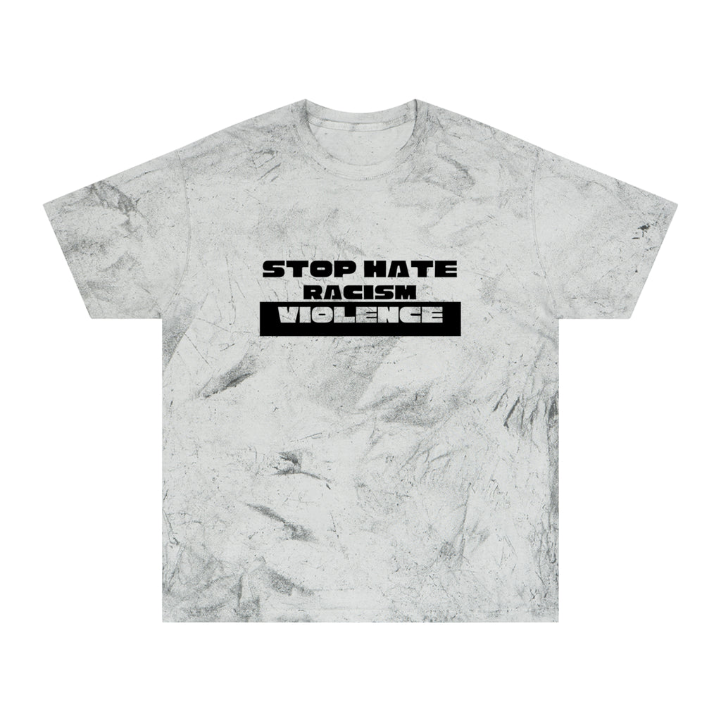 Tie-Dye T-Shirt — "Stop Hate Racism Violence" Graphic Tee