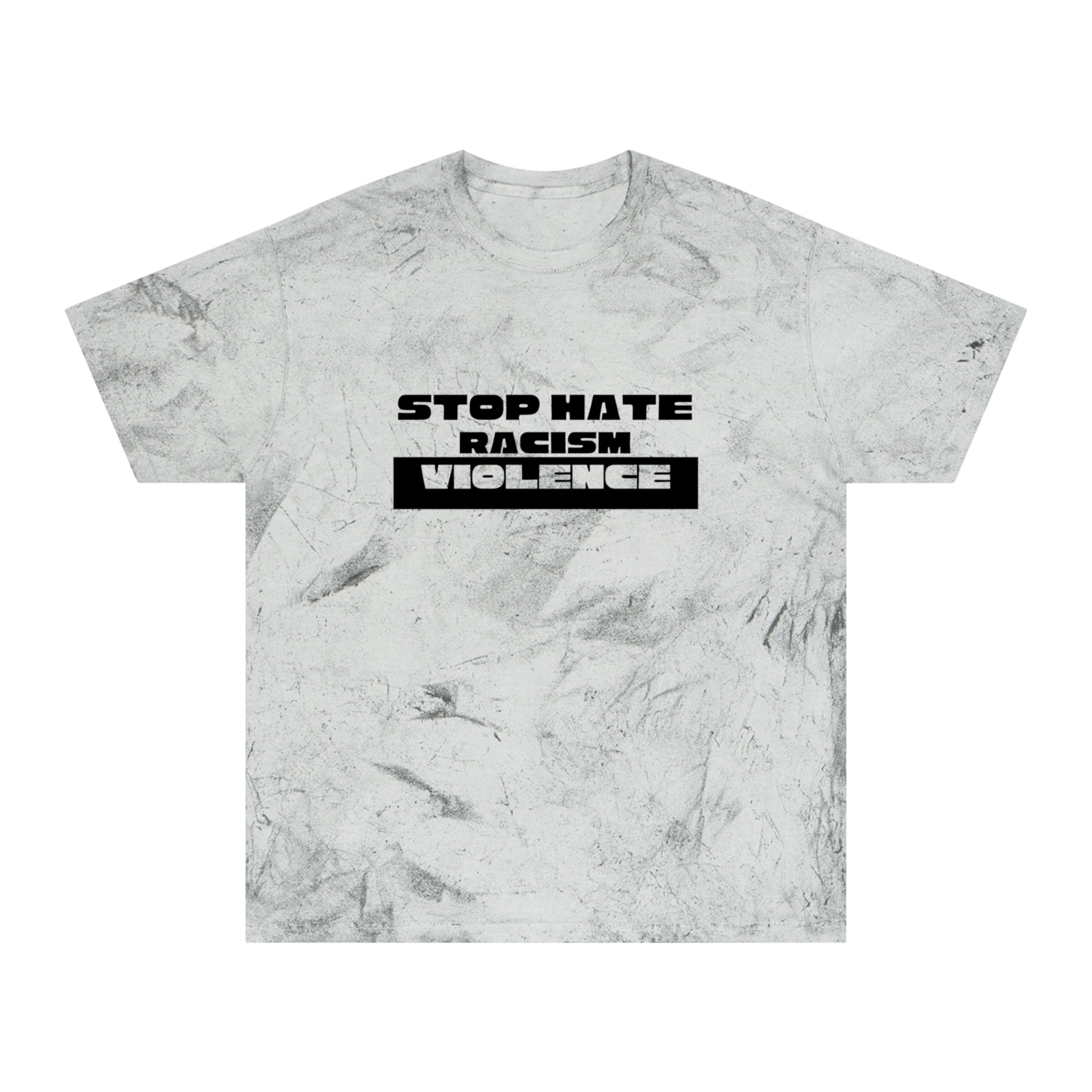 Tie-Dye T-Shirt — "Stop Hate Racism Violence" Graphic Tee