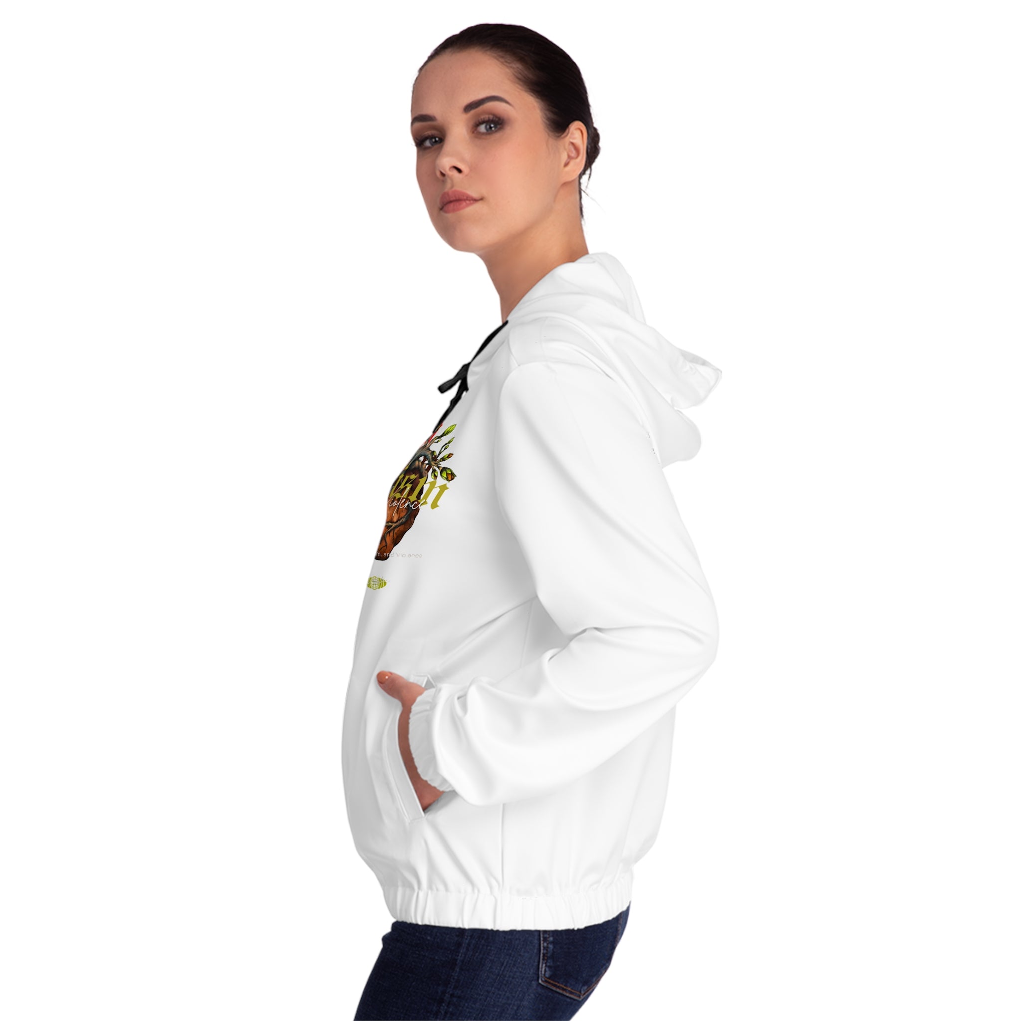 Heart & Herbs Graphic Zip-Up Hoodie — Botanical Heart Design