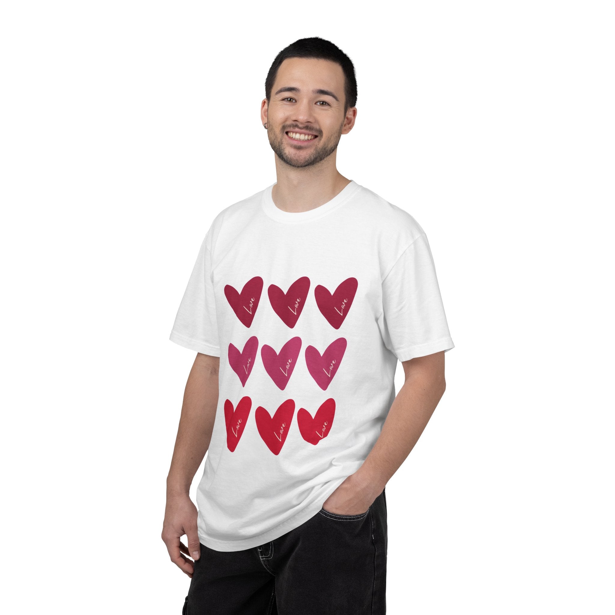 Hearts Grid T-Shirt — Cute Red & Pink Heart Graphic Tee for Valentine’s Day