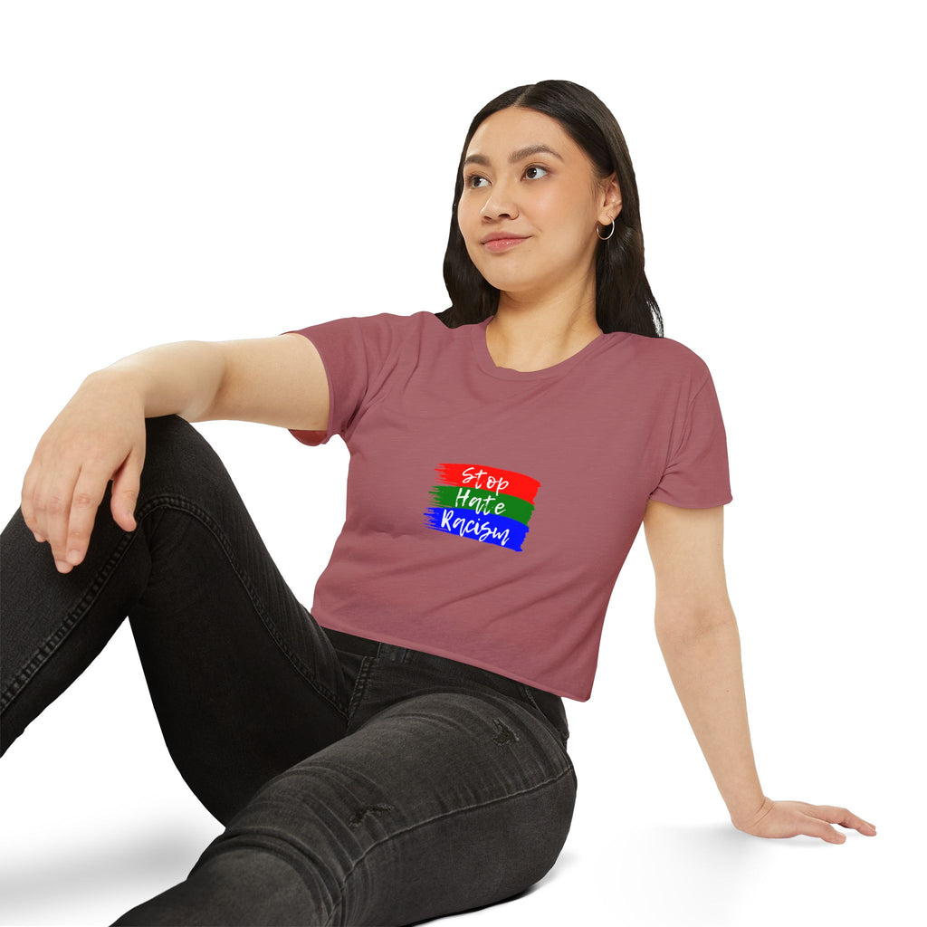 Stop Hate Racism Crop Top — Women's Activist Festival Tee