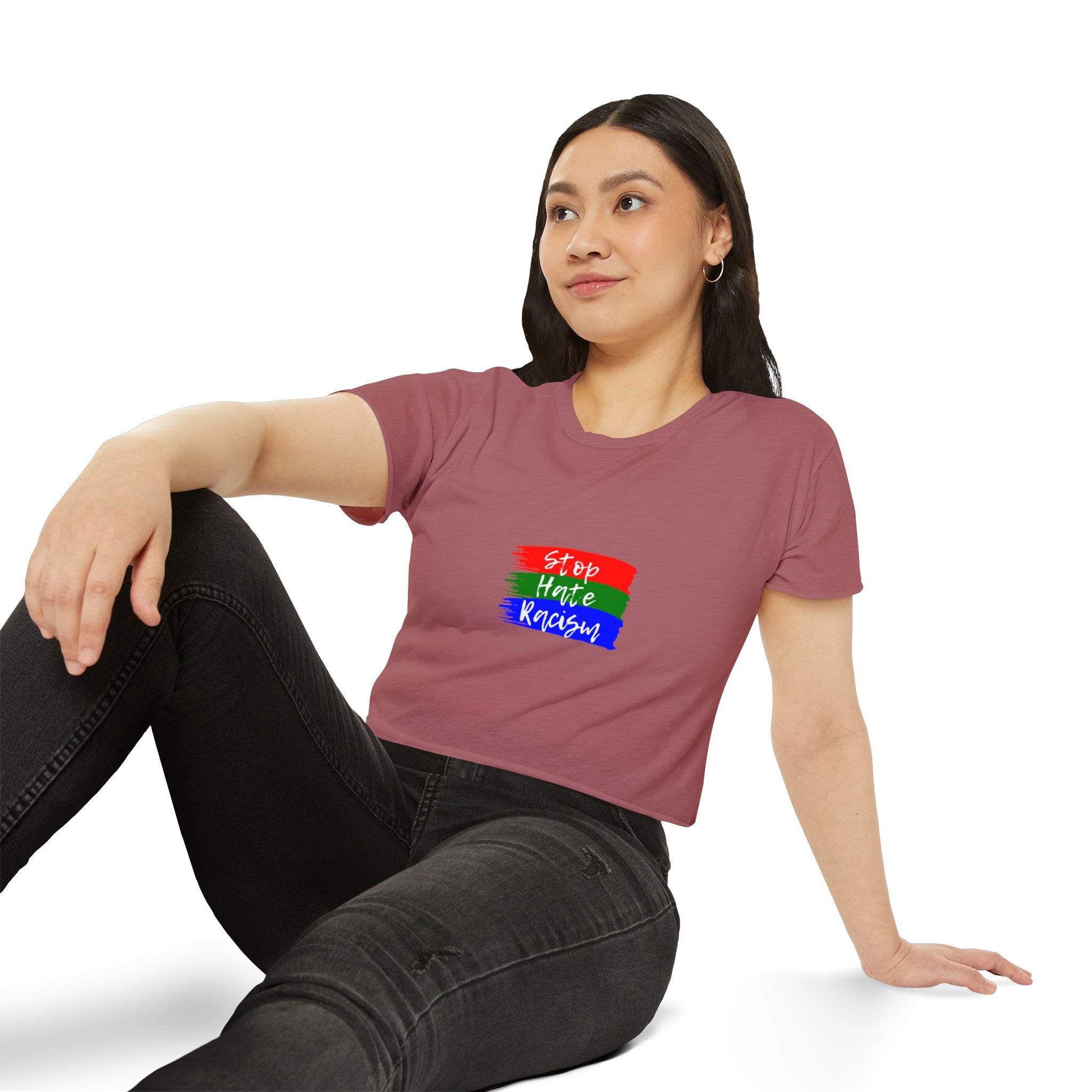 Stop Hate Racism Crop Top — Women's Activist Festival Tee
