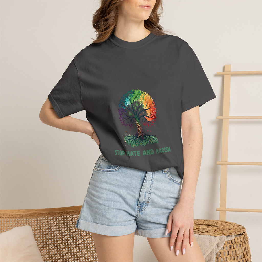 Stop Hate and Racism Tree T-Shirt — Rainbow Unity Tee