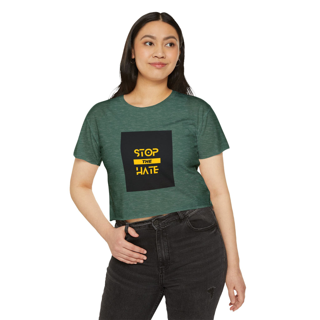 Stop the Hate Crop Top — Women's Festival Anti-Hate Graphic Tee