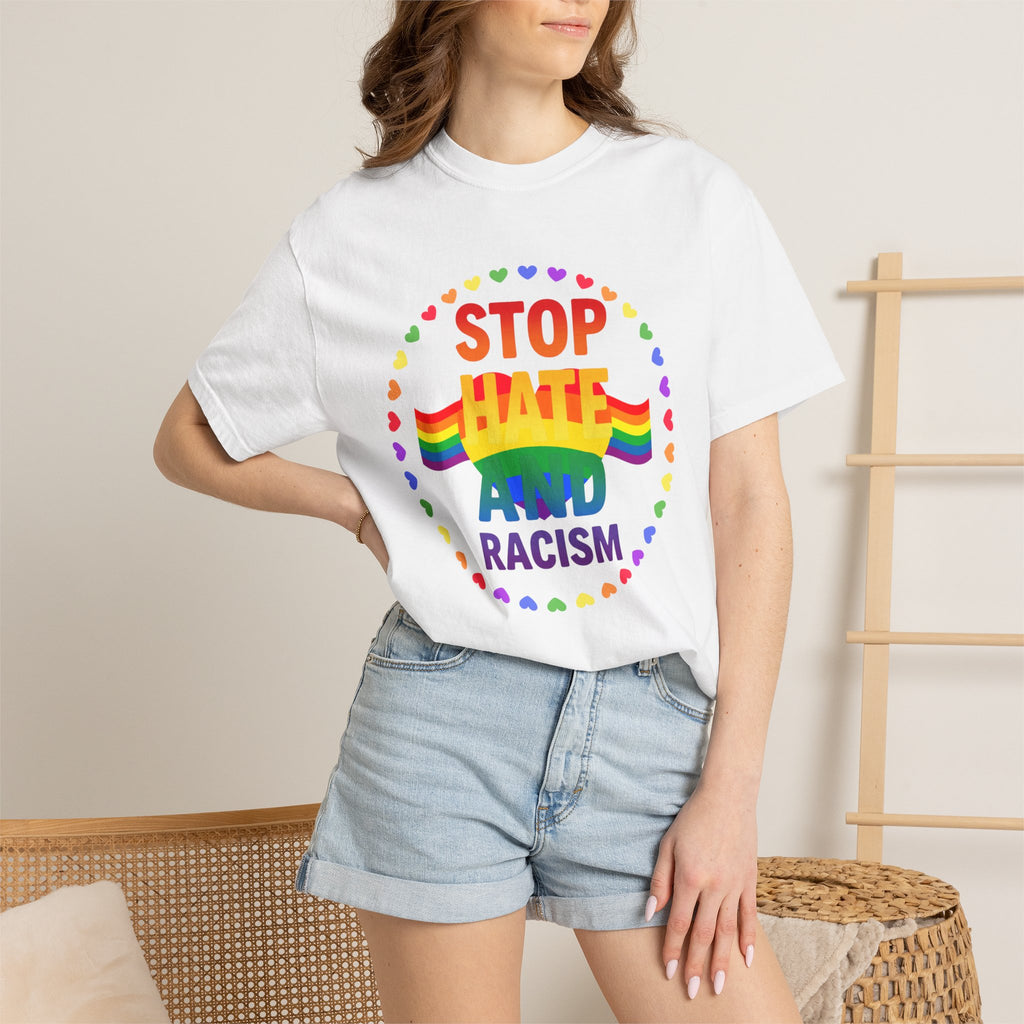 Stop Hate and Racism Rainbow T-Shirt