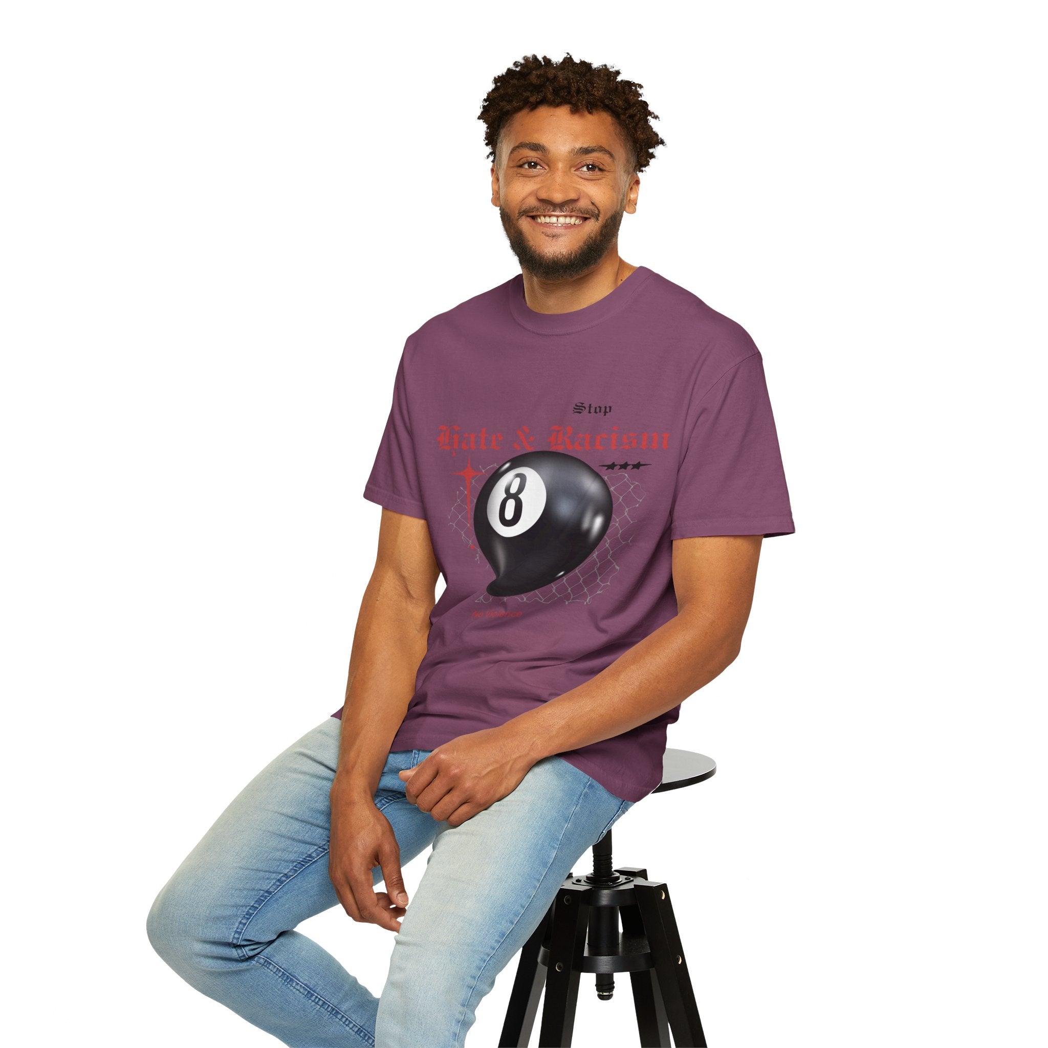 Anti-Racism 8-Ball T-Shirt — Stop Hate & Racism Graphic Tee