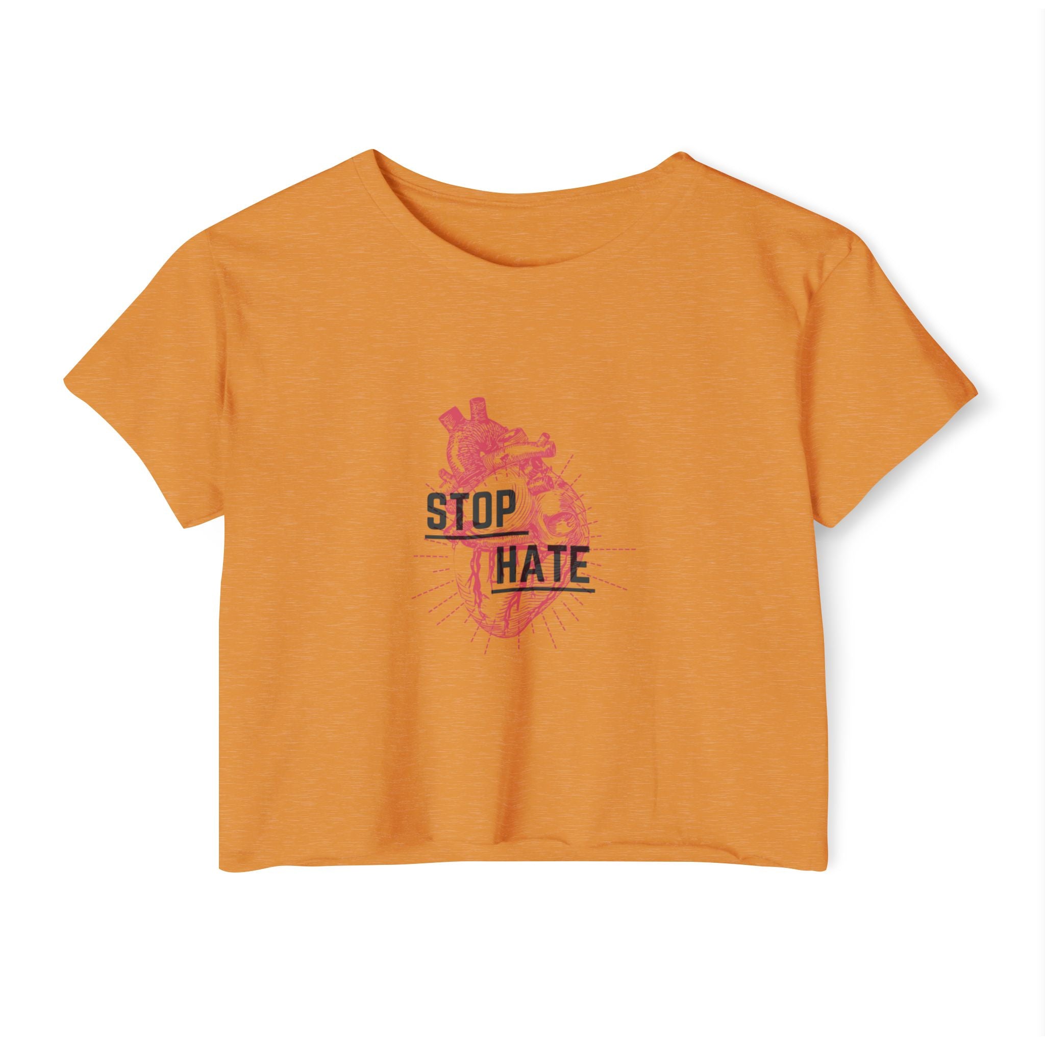 Stop Hate Heart Crop Top — Women's Festival Graphic Tee