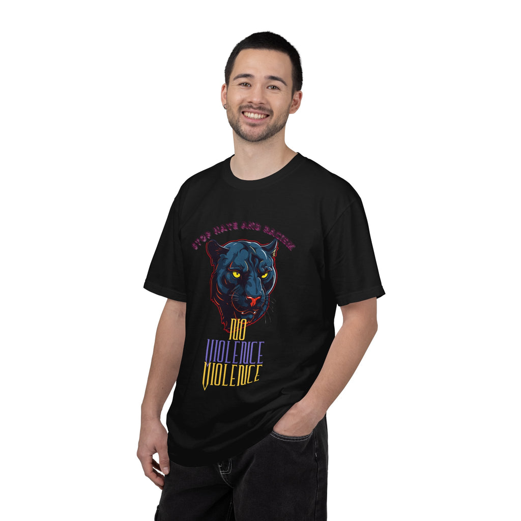 No Violence Panther T-Shirt — Graphic Animal Tee with 'No Violence' Text
