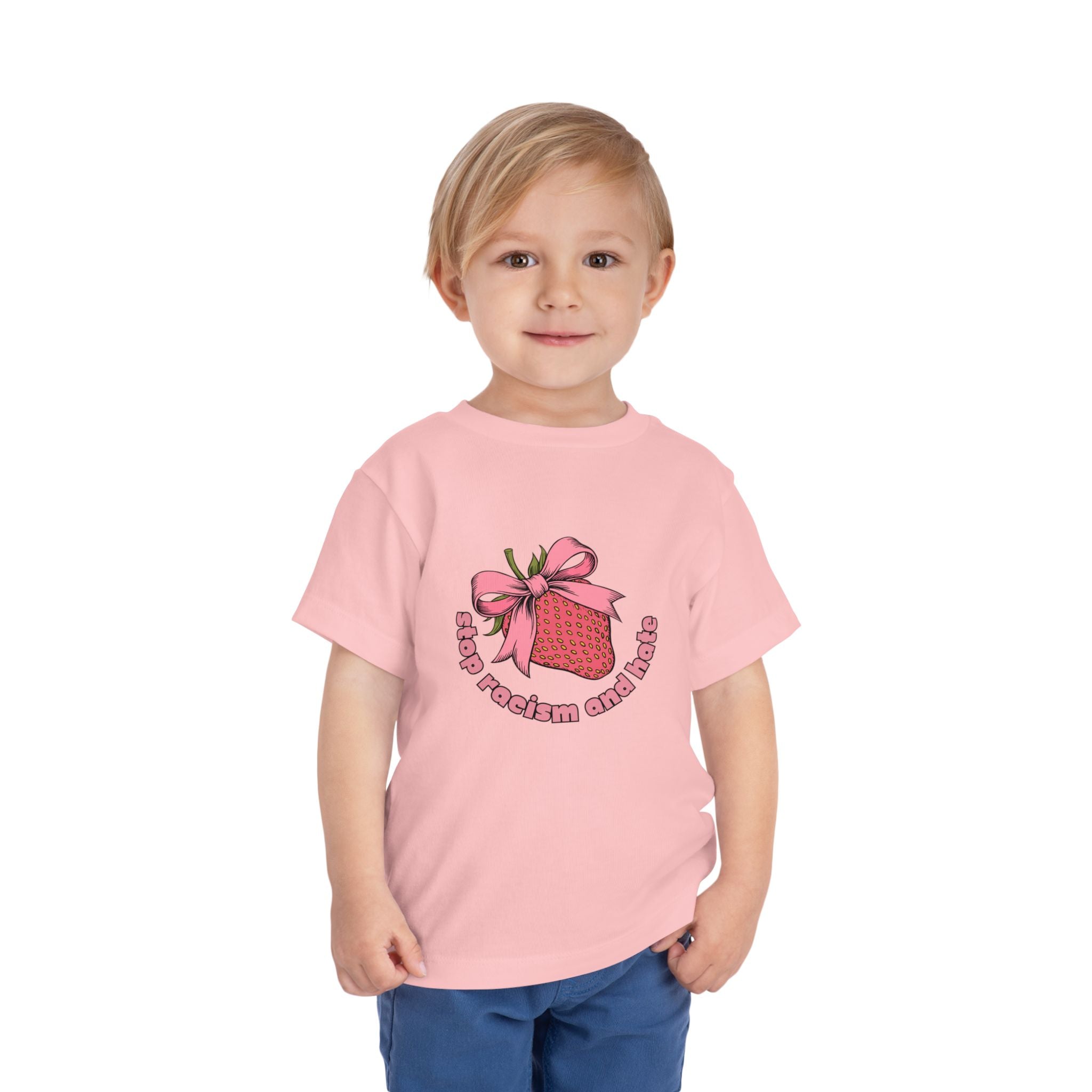 Toddler Tee — Pink Gift Strawberry Graphic "Stop Rockin and Rollin"