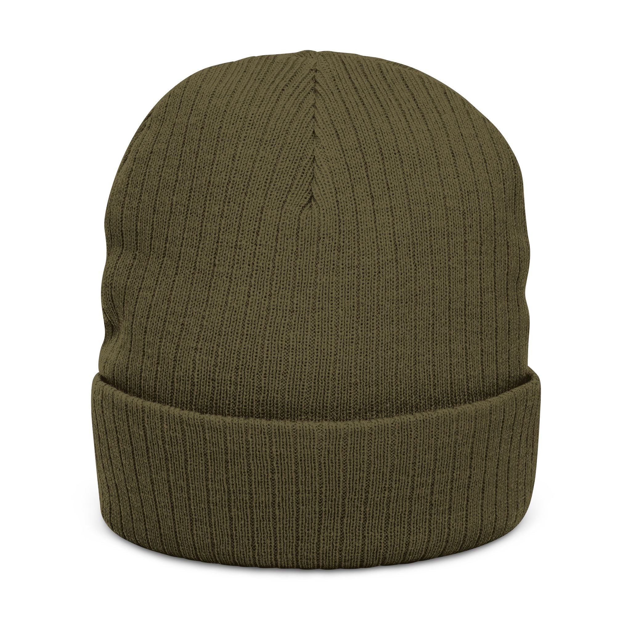 Embroidered Floral Cross Ribbed Knit Beanie - Cozy Gothic Winter Hat