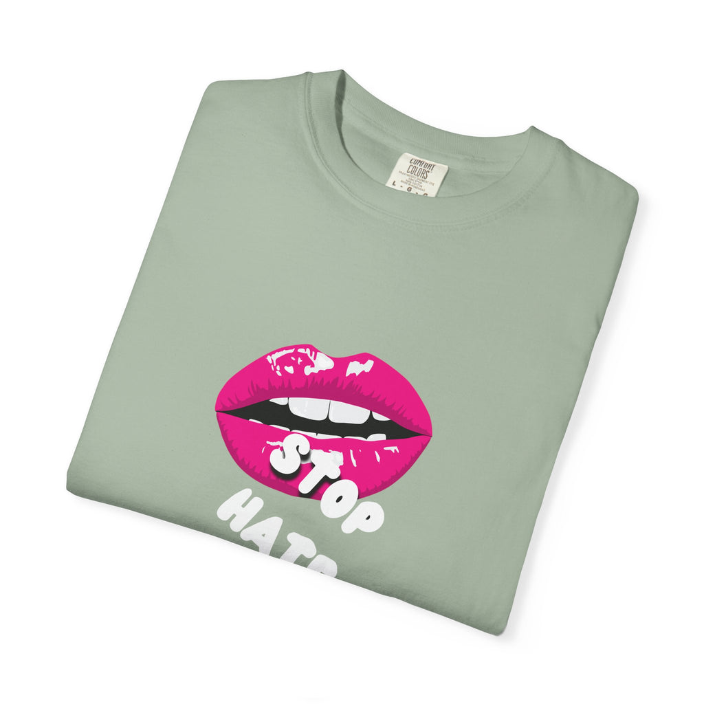 T-Shirt — Pink Lip 'Stop' Graphic Tee (No Racism or Violence)