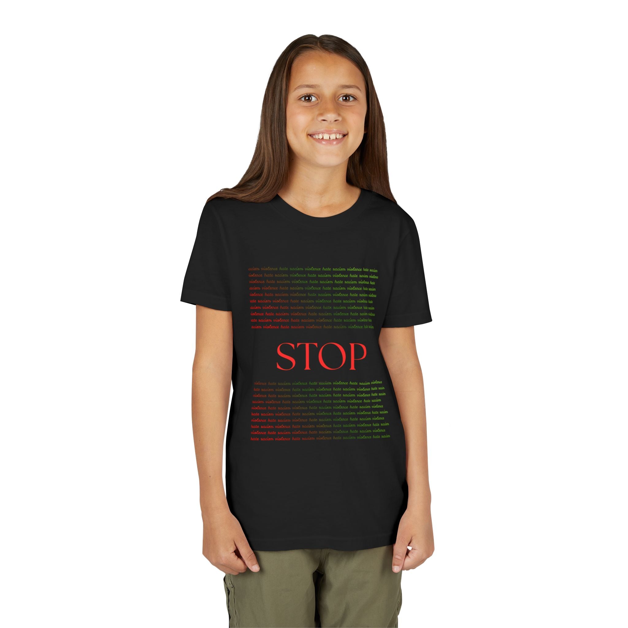 Youth Tee — Bold Yellow 'STOP' Graphic Kids T‑Shirt
