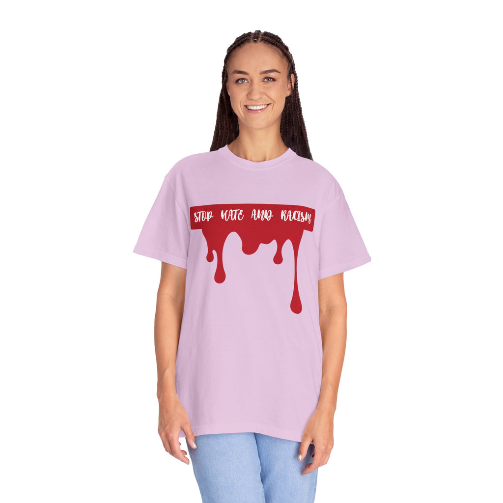 T-Shirt “Stop Hate, End Racism” Dripping Blood Graphic Tee