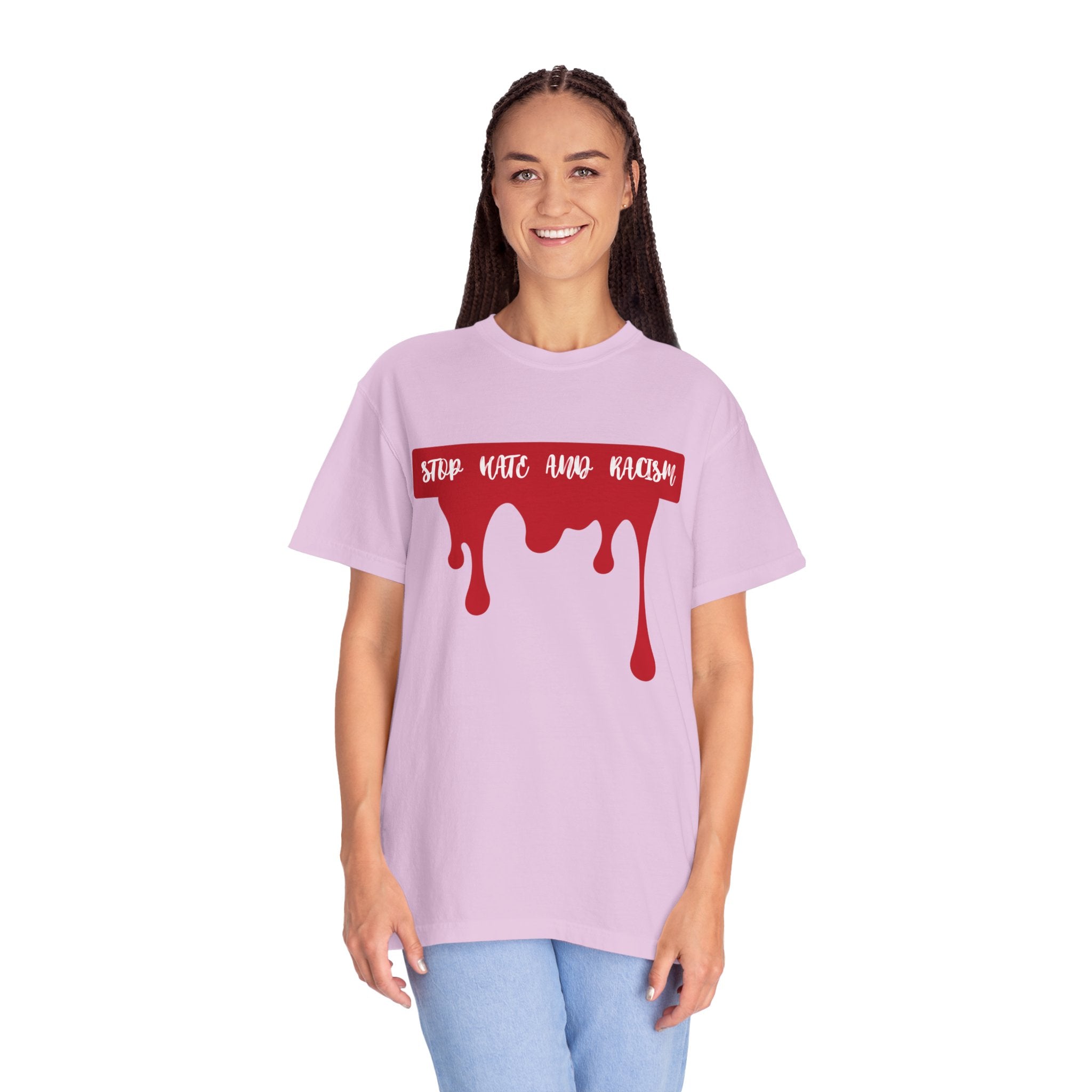 T-Shirt “Stop Hate, End Racism” Dripping Blood Graphic Tee