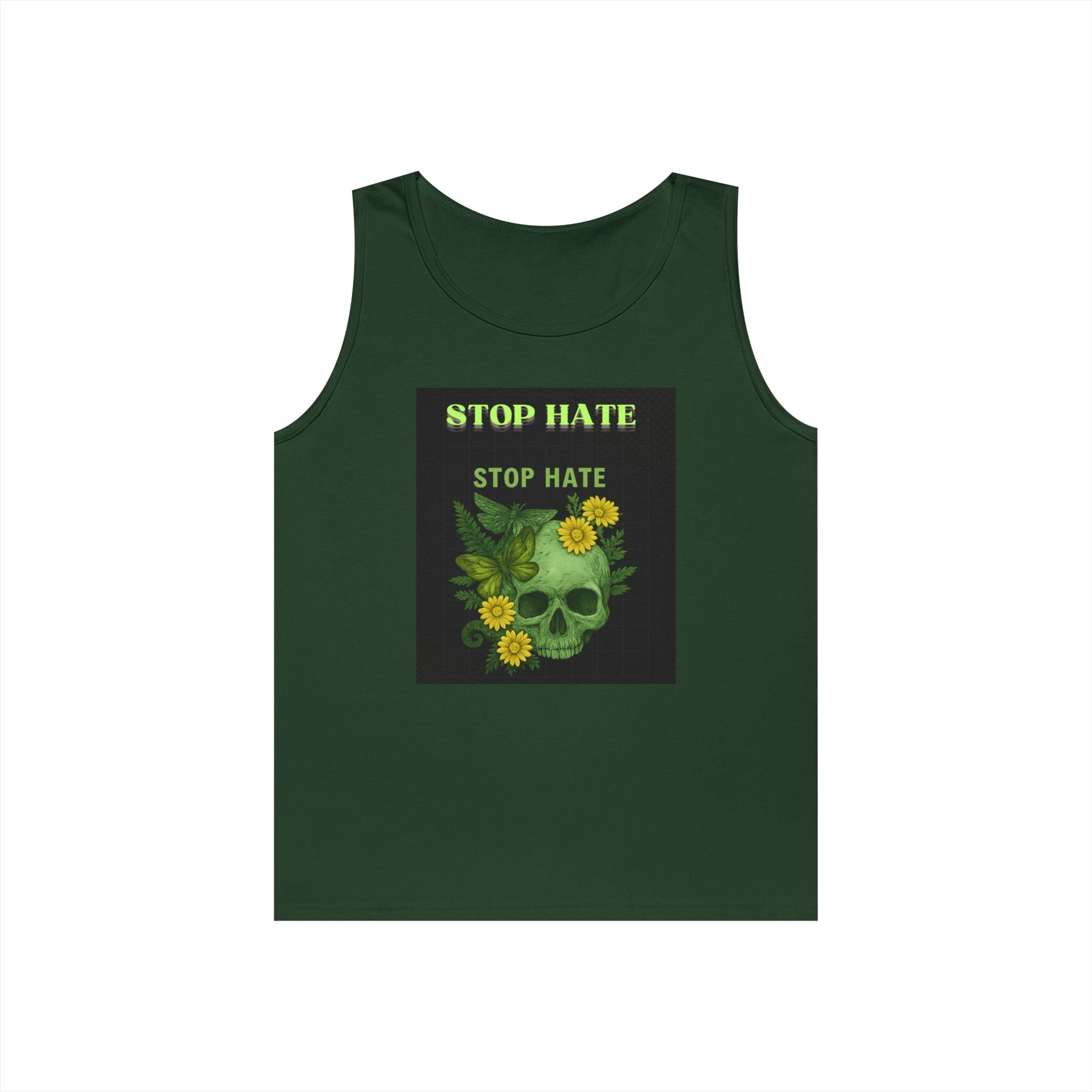 Stop Hate Floral Skull Tank Top — Anti-Hate Graphic Tank