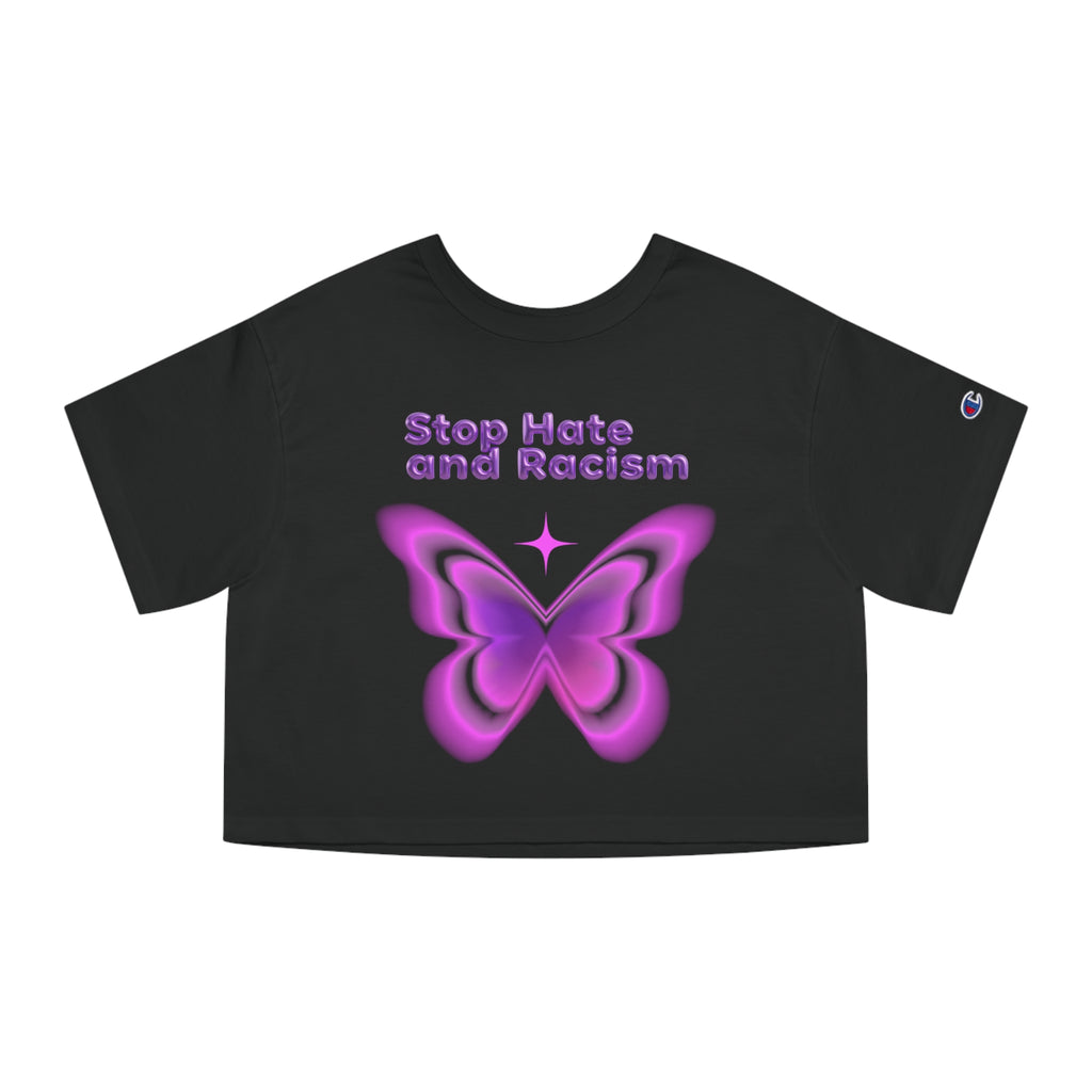 Stop Hate and Racism Butterfly Cropped Tee