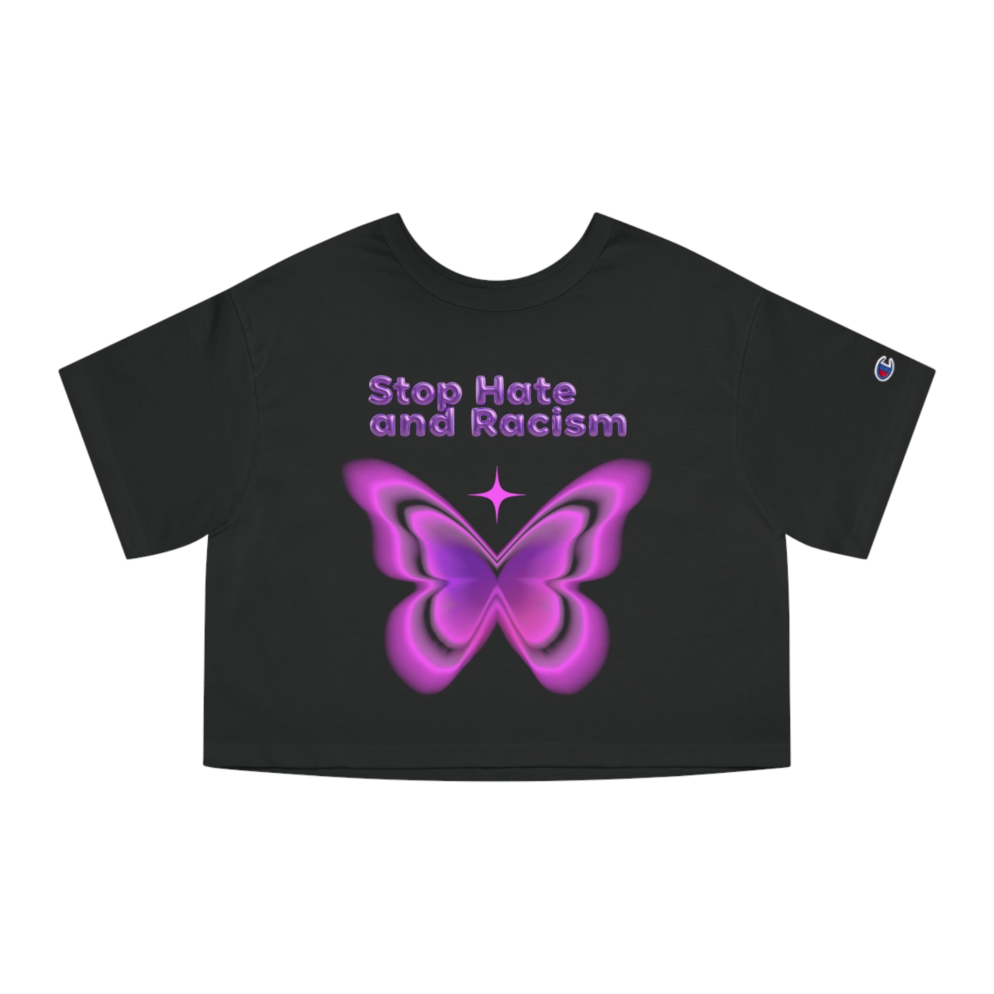 Stop Hate and Racism Butterfly Cropped Tee
