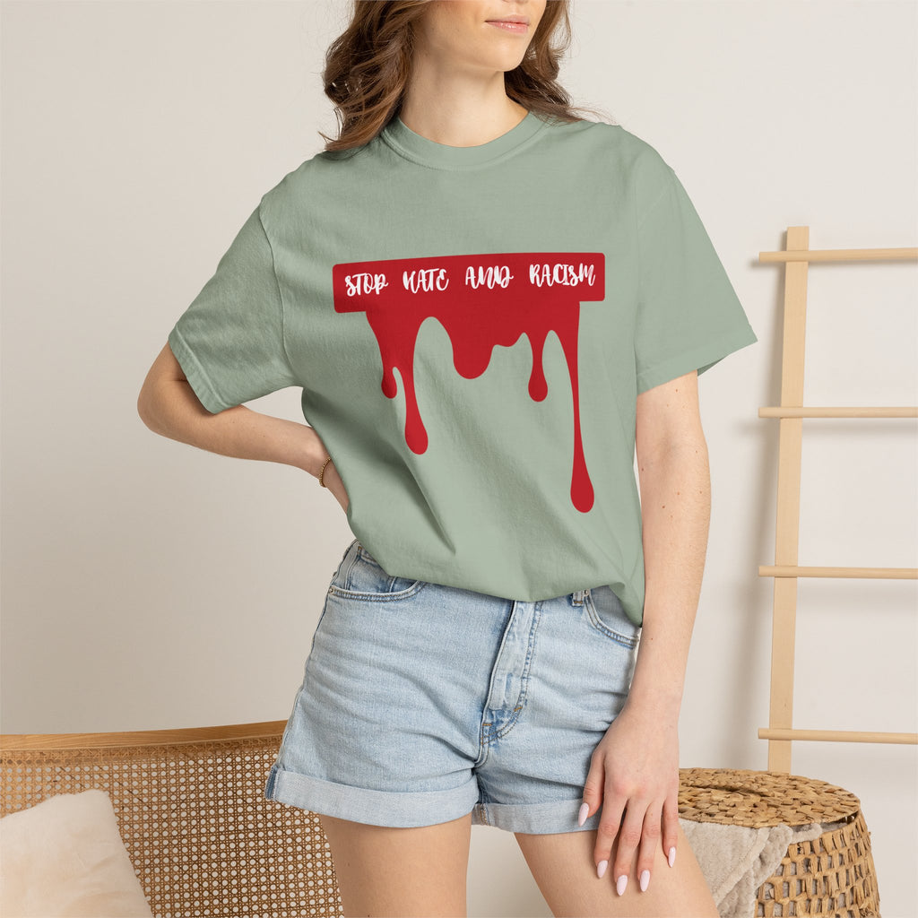T-Shirt “Stop Hate, End Racism” Dripping Blood Graphic Tee