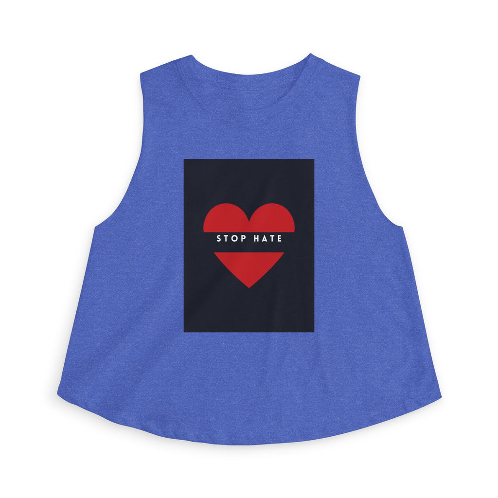 Stop Hate Red Heart Women's Crop Top – Activist Message Tank for Pride & Awareness
