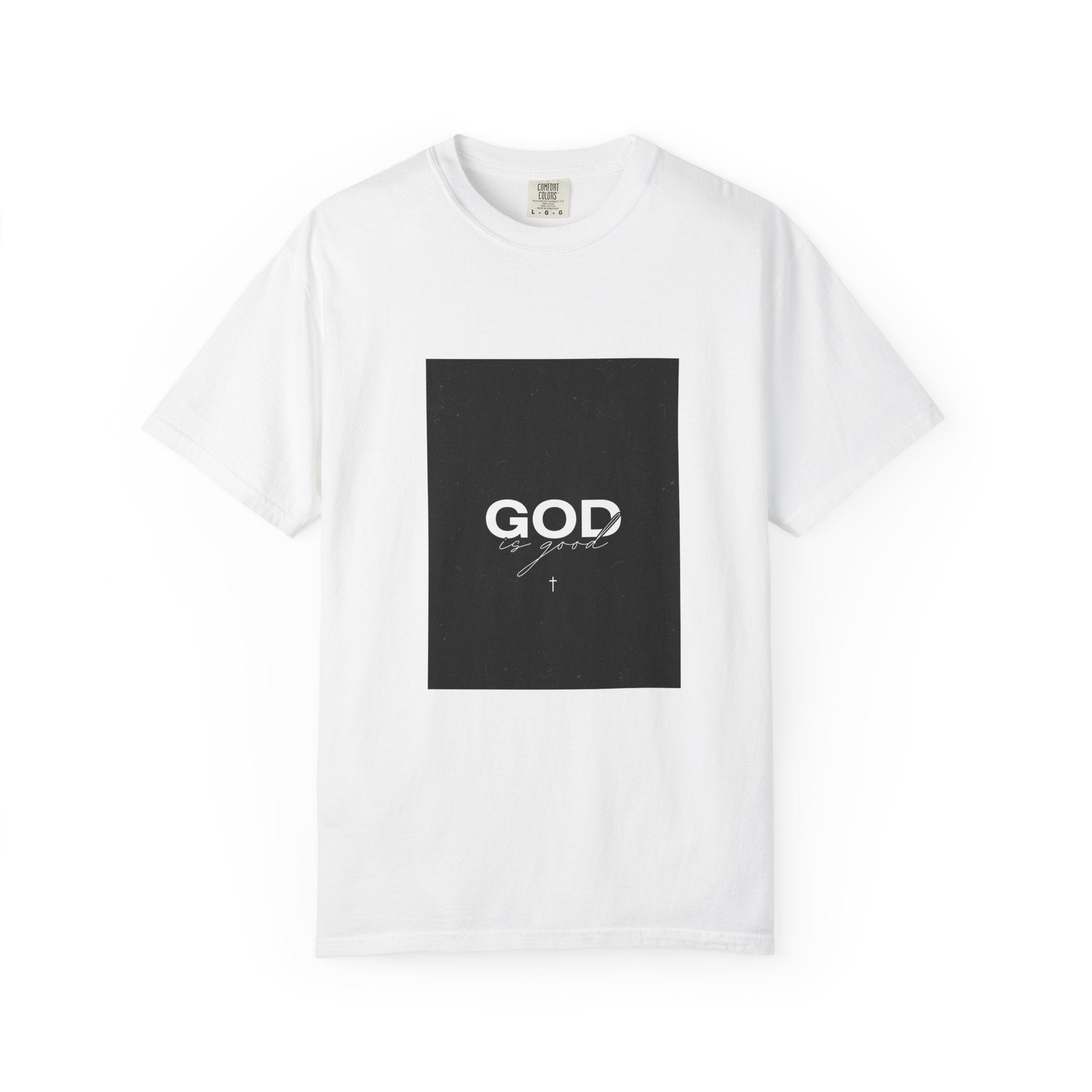 God Typography T-Shirt — Minimal Black Square Graphic Tee