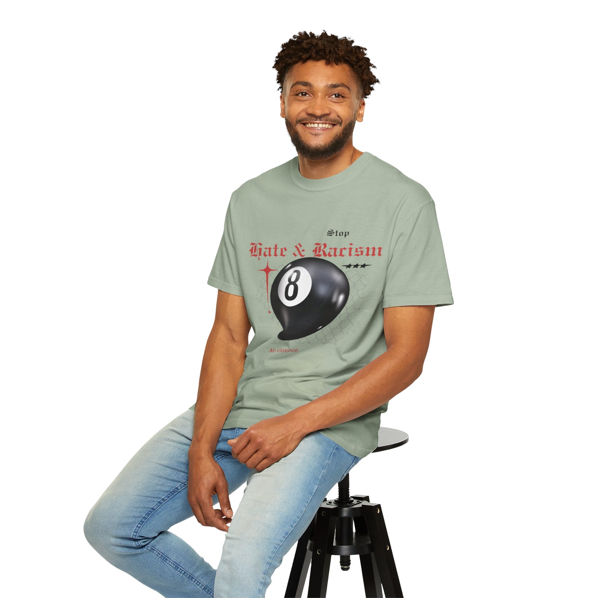 Anti-Racism 8-Ball T-Shirt — Stop Hate & Racism Graphic Tee