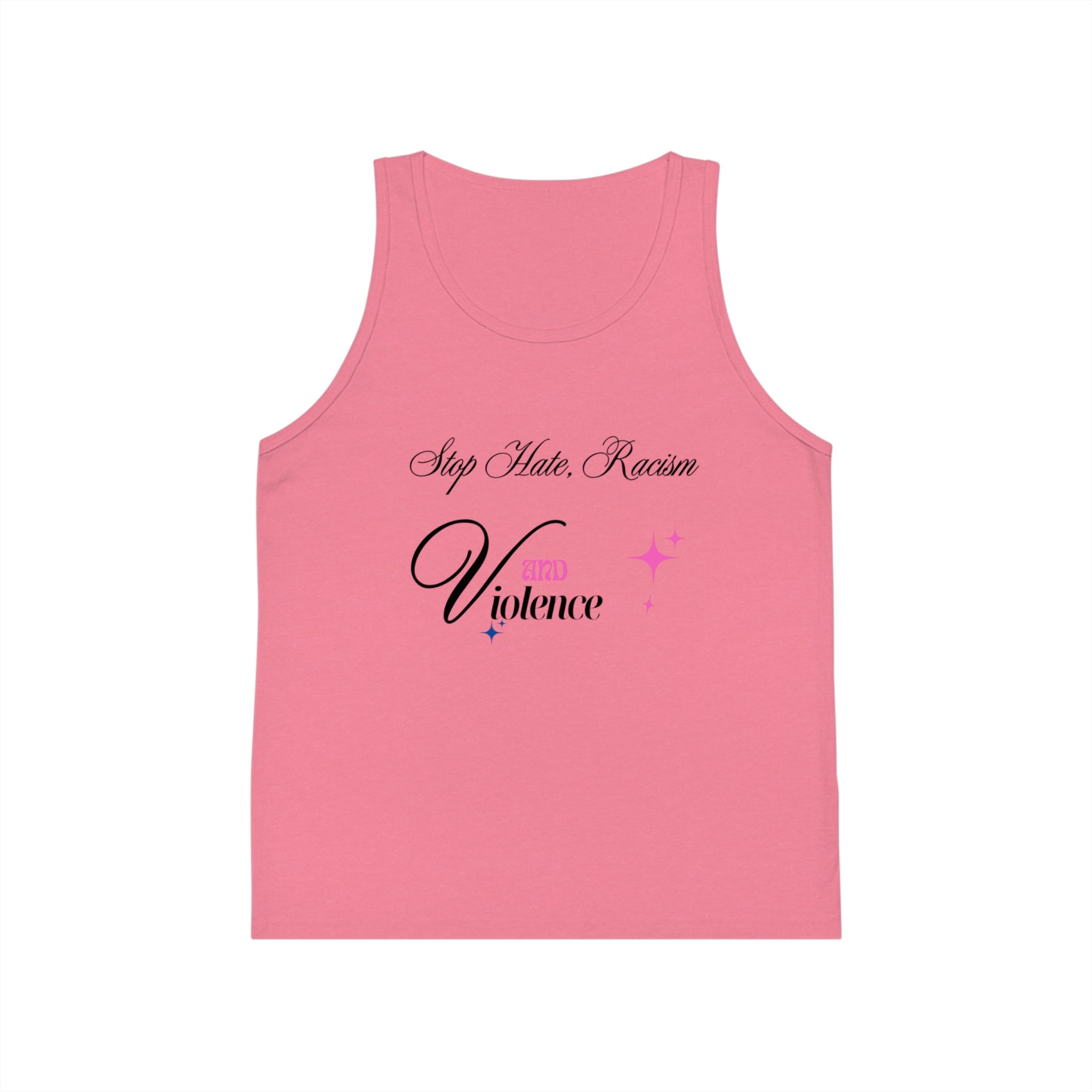 Kids Tank Top “Stop Hate, Racism — Kind Violence” Anti-Racism Graphic
