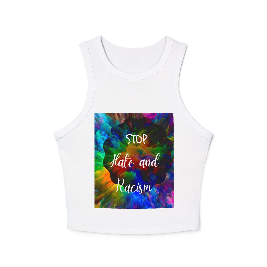 Stop Hate and Racism Tank Top — Women's Tie-Dye Social Justice Crop