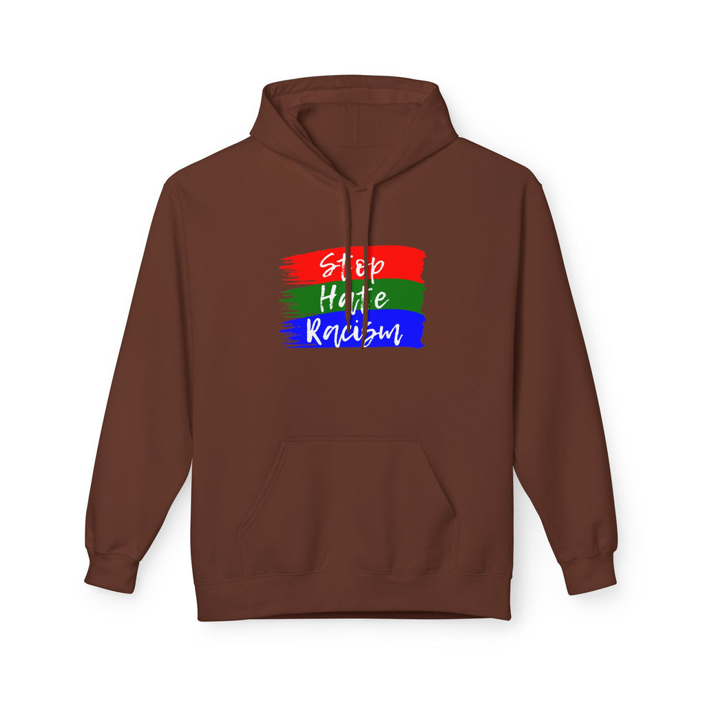 Hoodie — Stop Hate Rebuild (Red-Green-Blue Brushstroke)
