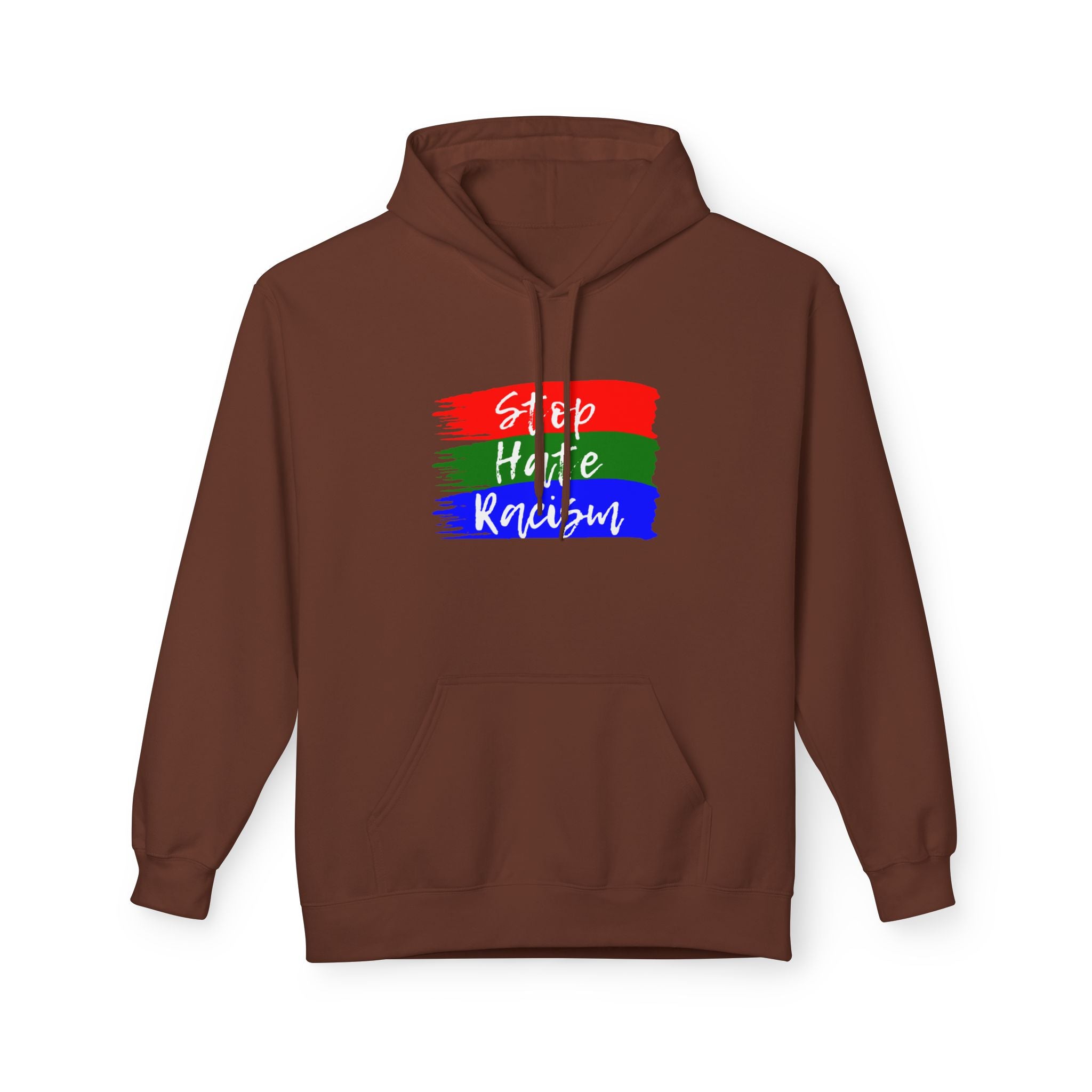 Hoodie — Stop Hate Rebuild (Red-Green-Blue Brushstroke)