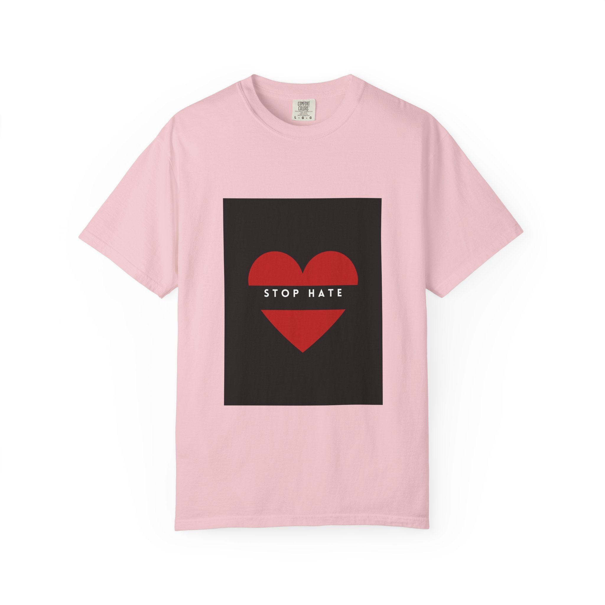 Stop Hate Heart T-Shirt — Red Heart Graphic Tee for Anti-Hate Awareness