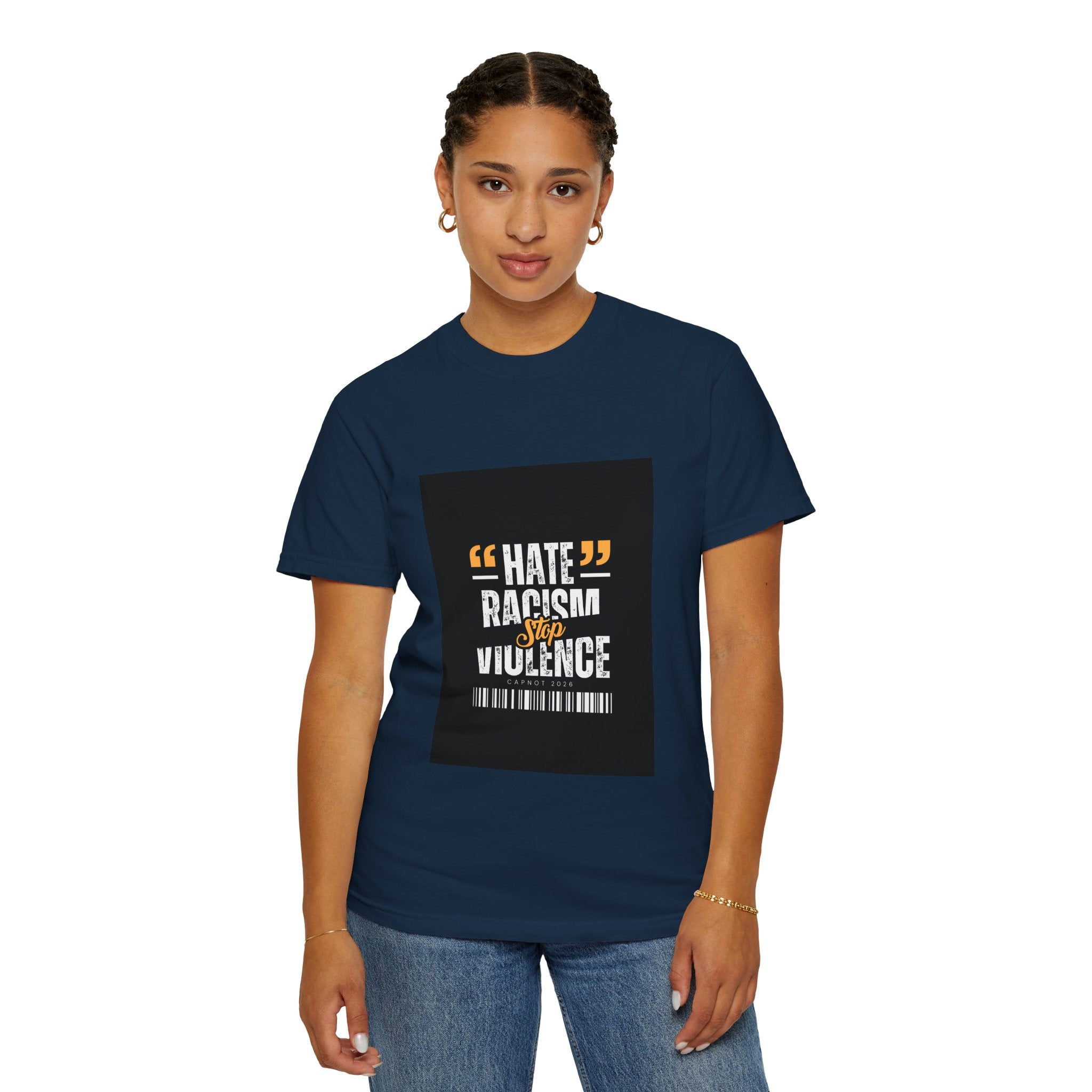 Anti-Racism T-Shirt — "Hate Racism Stop Violence" Graphic Tee