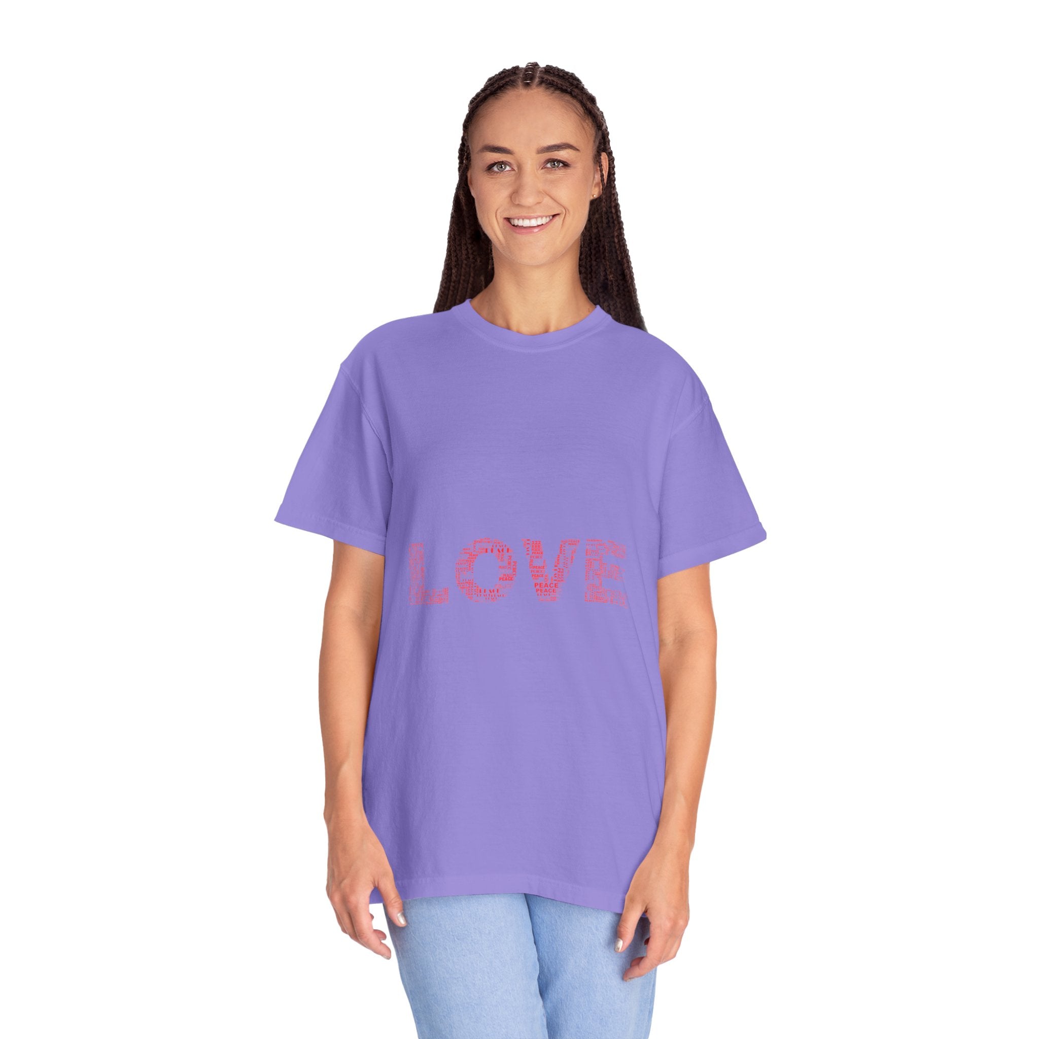 LOVE Graphic T-Shirt — Pink Floral Text Tee for Valentine’s Day & Everyday