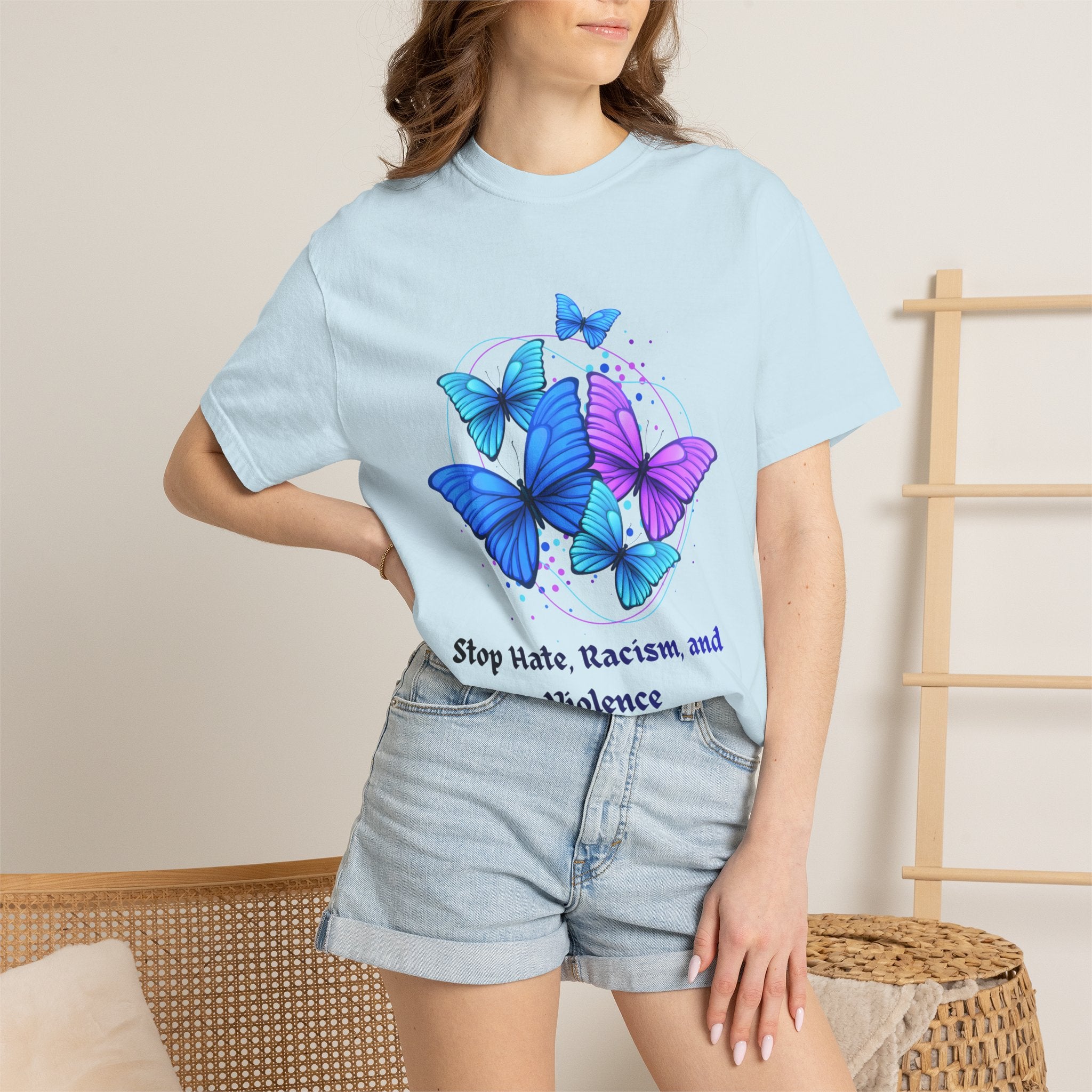 Butterfly Peace T-Shirt — "Stop Hate, Racism, and Violence" Anti-Violence Tee