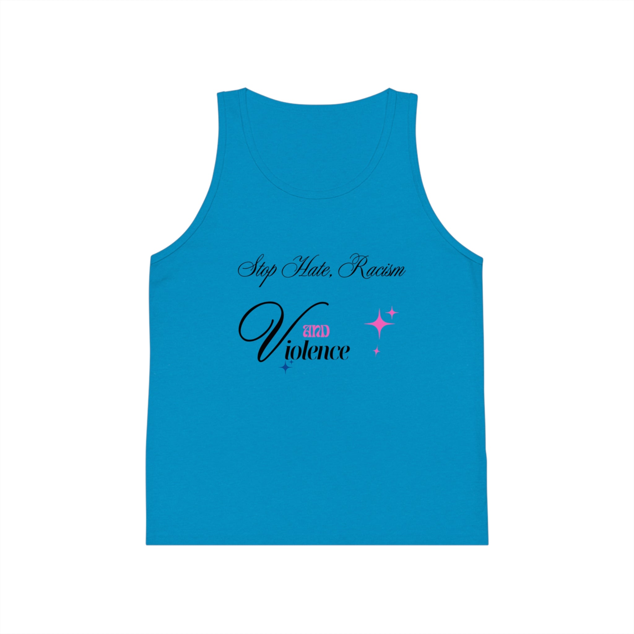 Kids Tank Top “Stop Hate, Racism — Kind Violence” Anti-Racism Graphic