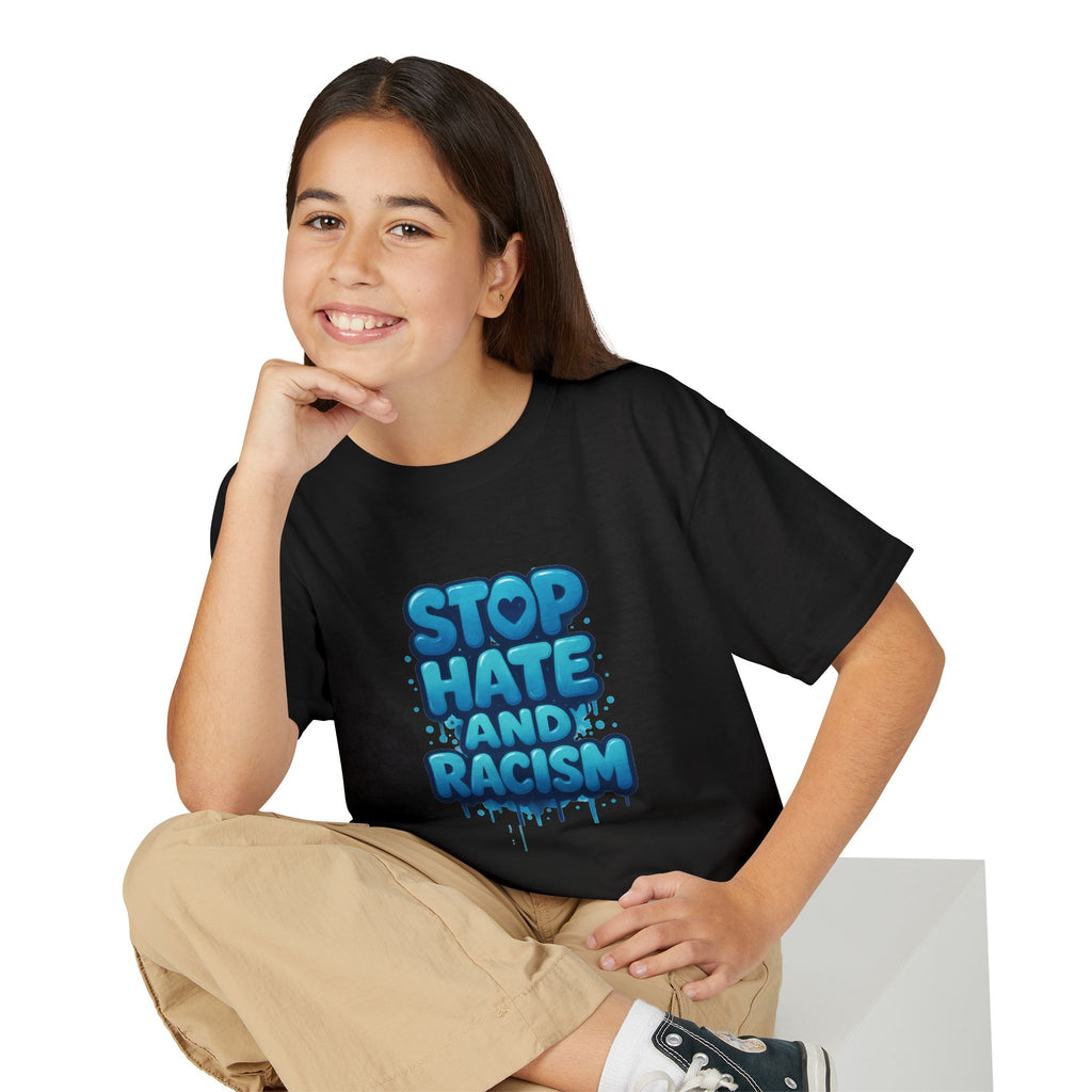 Stop Hate and Racism Youth T-Shirt — Anti-Racism Message Tee
