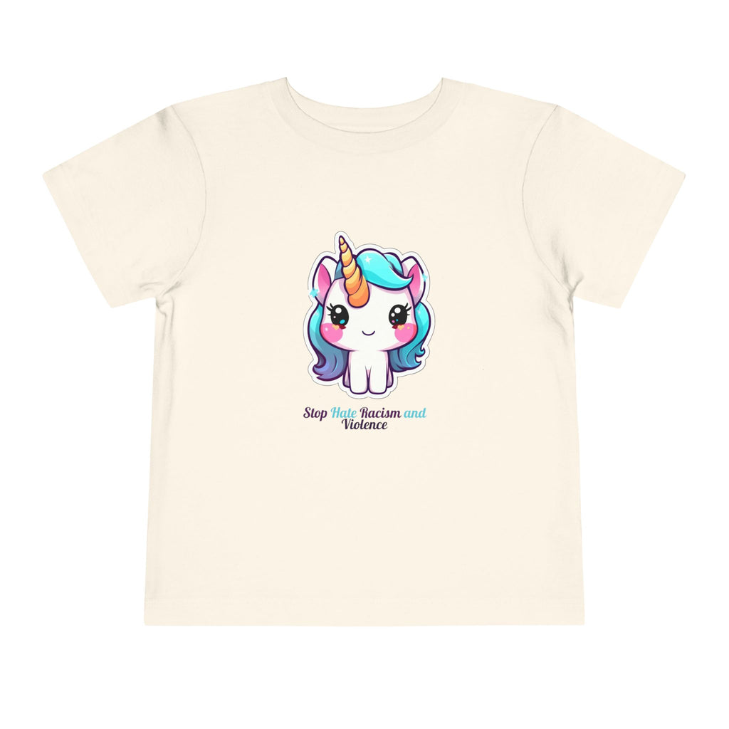 Toddler Tee — Cute Rainbow Unicorn "Stay Positive and Believe" Kids Shirt