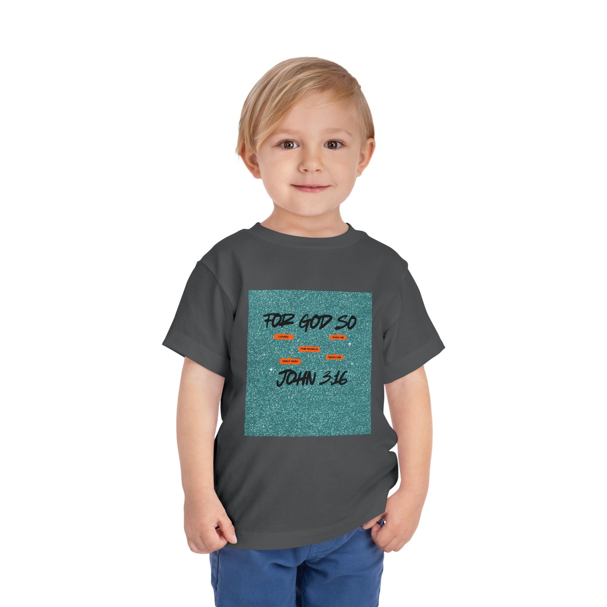 Toddler Tee — "For God So" John 3:16 Christian Kids Shirt