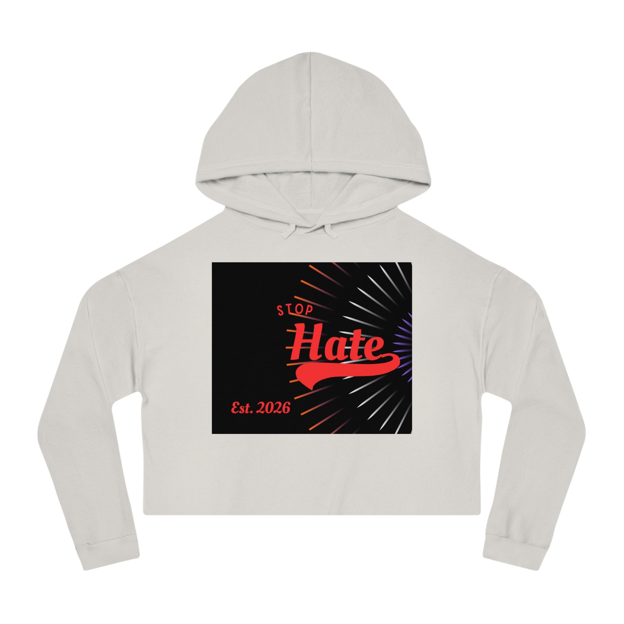 Cropped Hoodie — 'Stop Hate' Graphic Crop Top (Est. 2026)