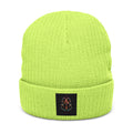 Embroidered Floral Cross Ribbed Knit Beanie - Cozy Gothic Winter Hat