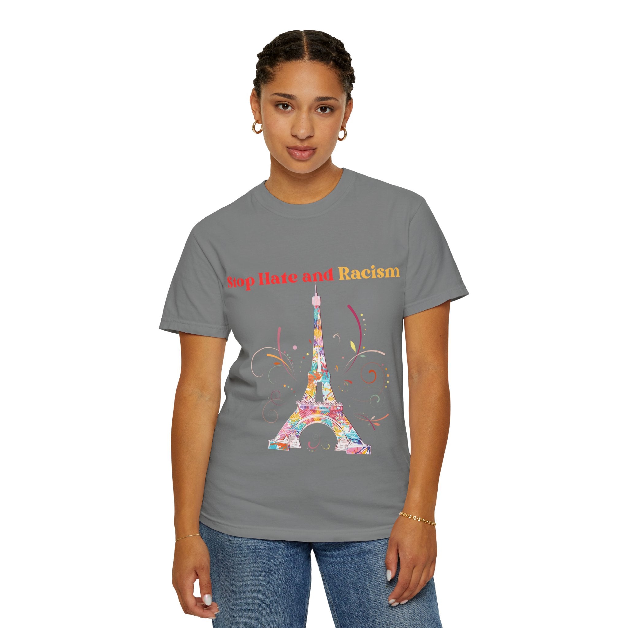 Stop Hate and Racism Eiffel Tower T-Shirt