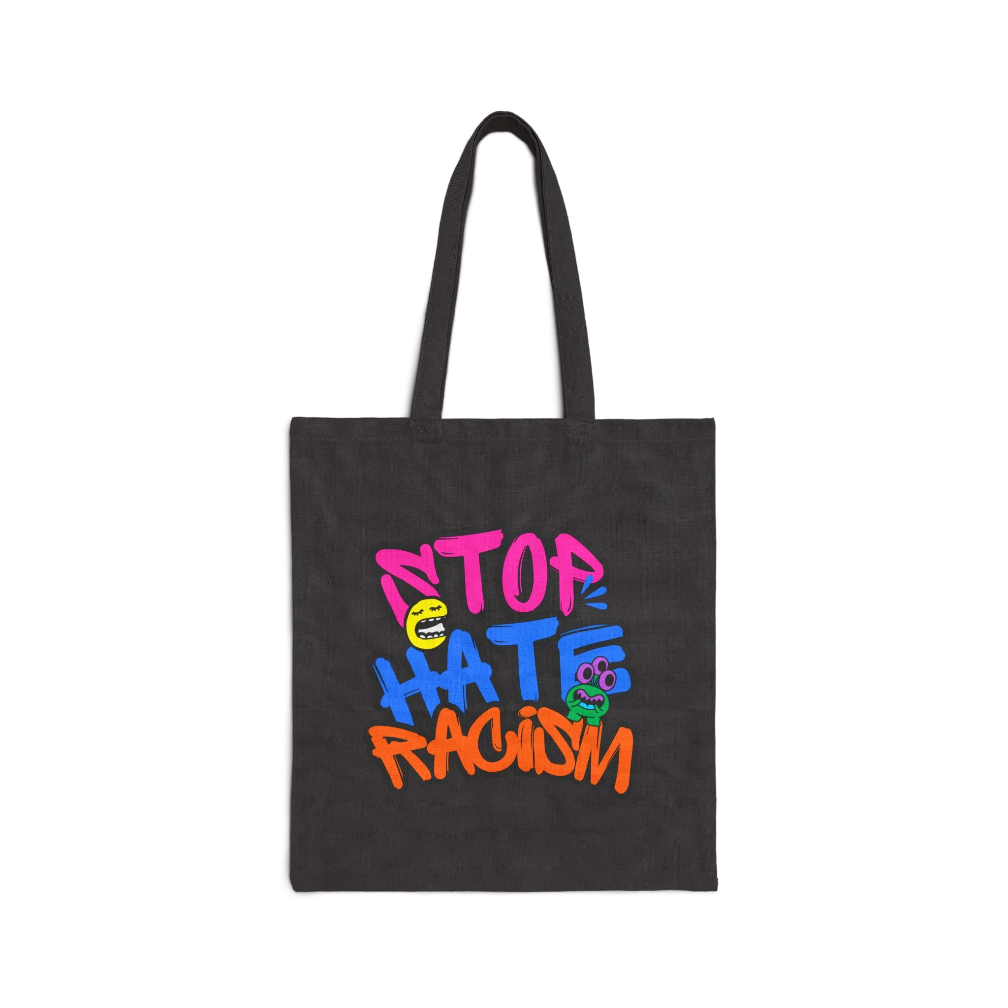 Tote Bag — Colorful "Stop Hate & Racism" Graffiti Canvas Tote