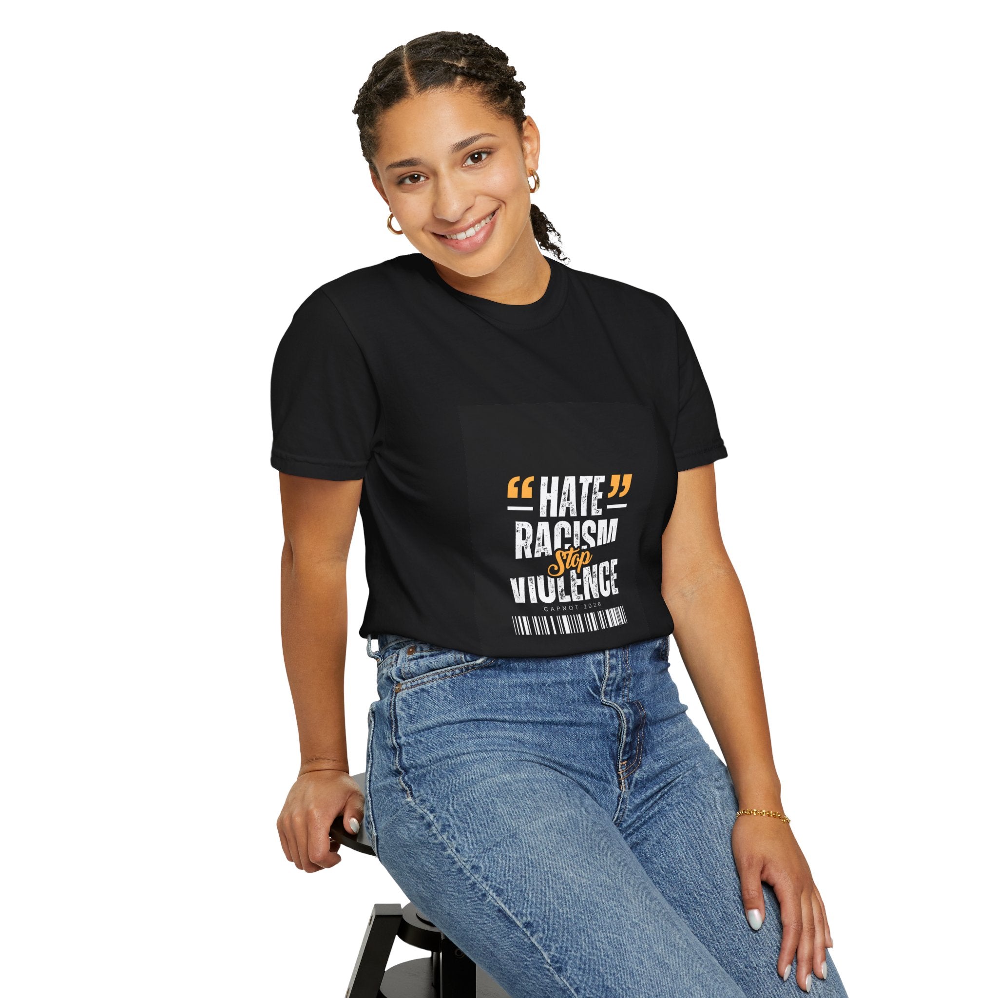Anti-Racism T-Shirt — "Hate Racism Stop Violence" Graphic Tee
