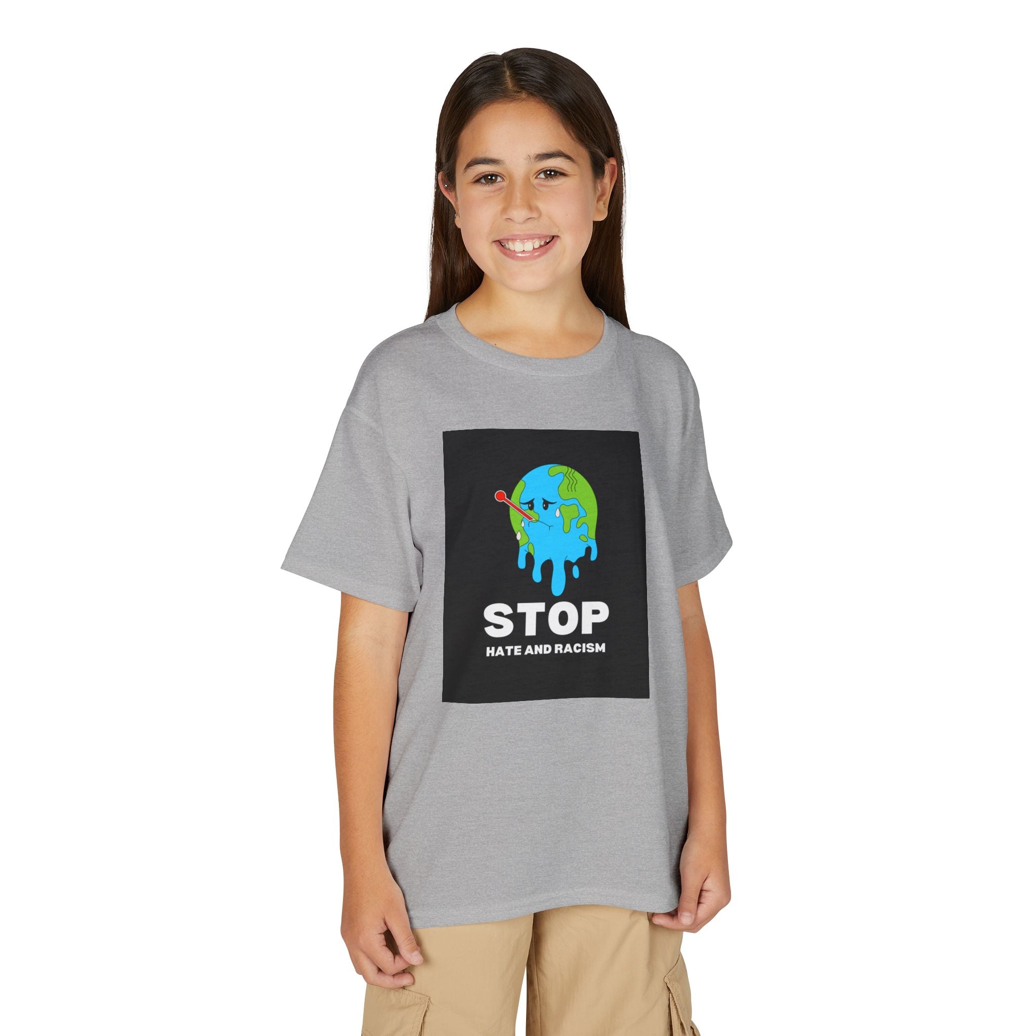 Youth T-Shirt — "STOP Hate and Racism" Earth Graphic Anti-Racism Tee
