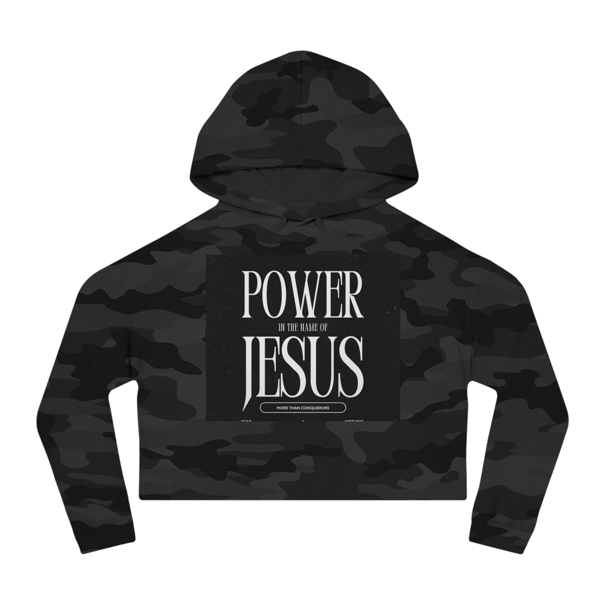 Cropped Hoodie — 'Power In The Name Of Jesus' Christian Faith Sweatshirt